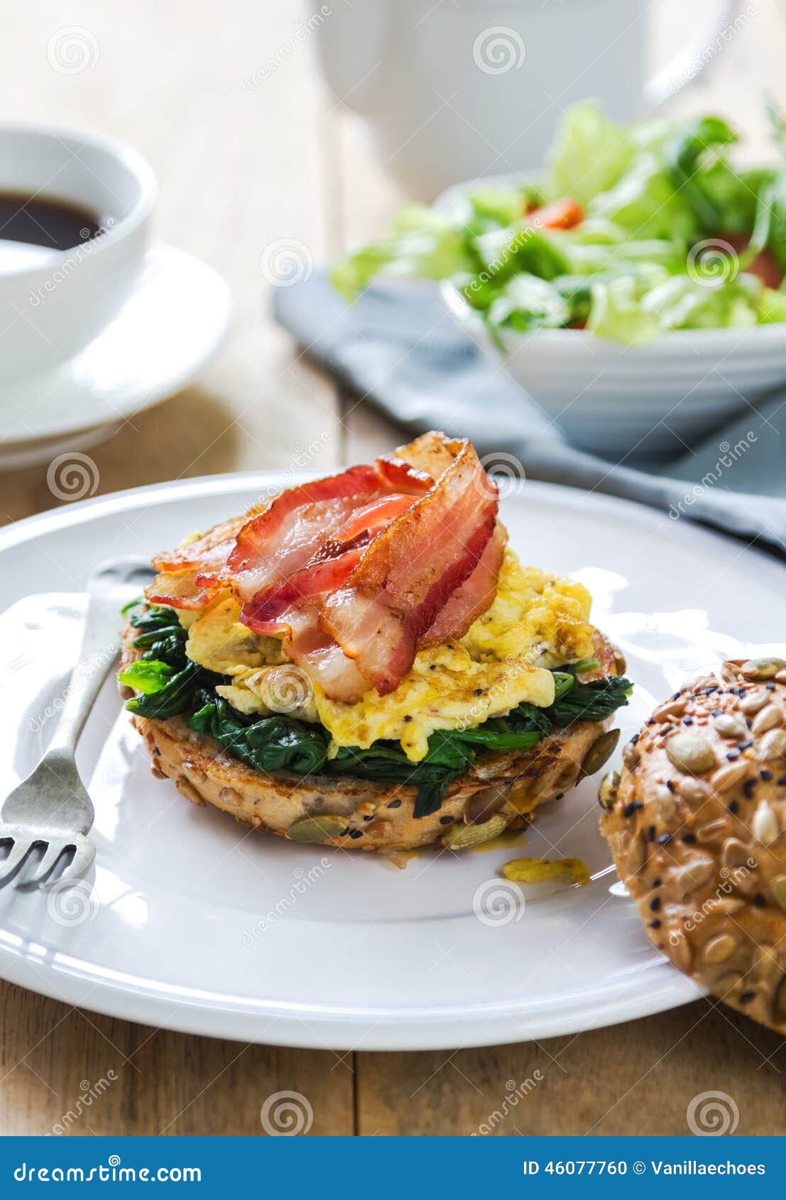 Bacon,Egg and Spinach Sandwich Breakfast Stock Photo Image of healthy