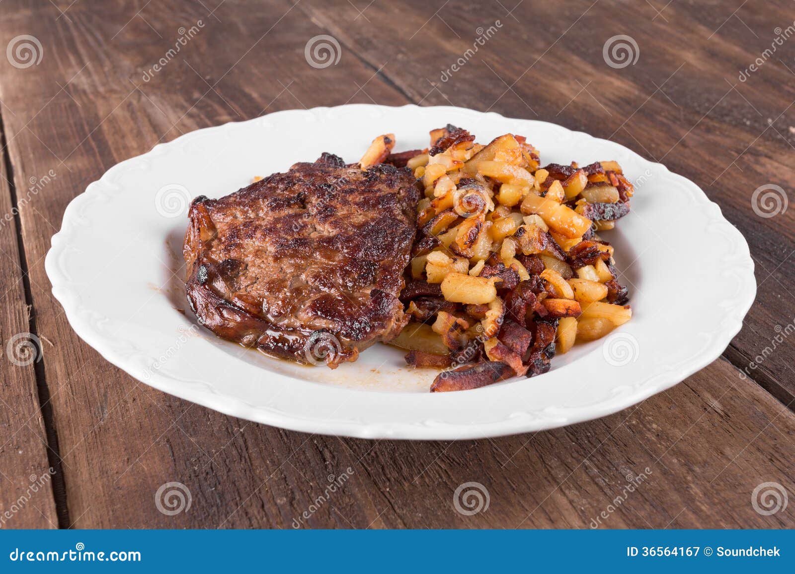 Bacon with fried potatoes stock image. Image of crispy 36564167