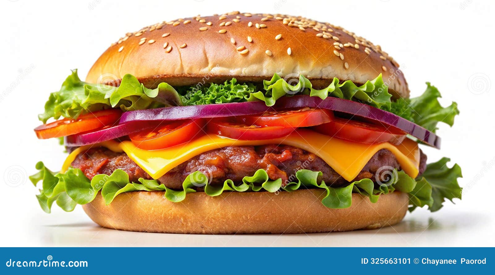 bacon lettuce tomato onion and cheese hamburger ai generative