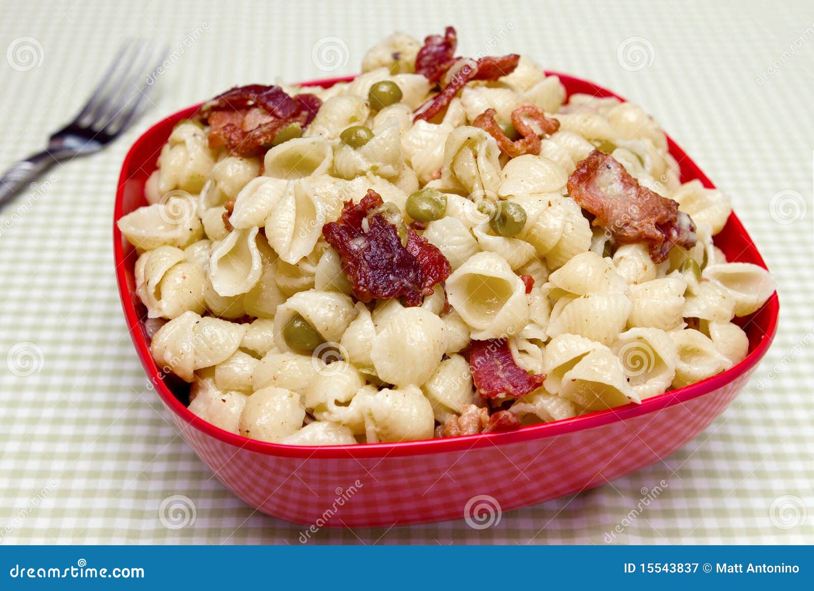 Bacon Pea Pasta with Cream Sauce Stock Image Image of bacon