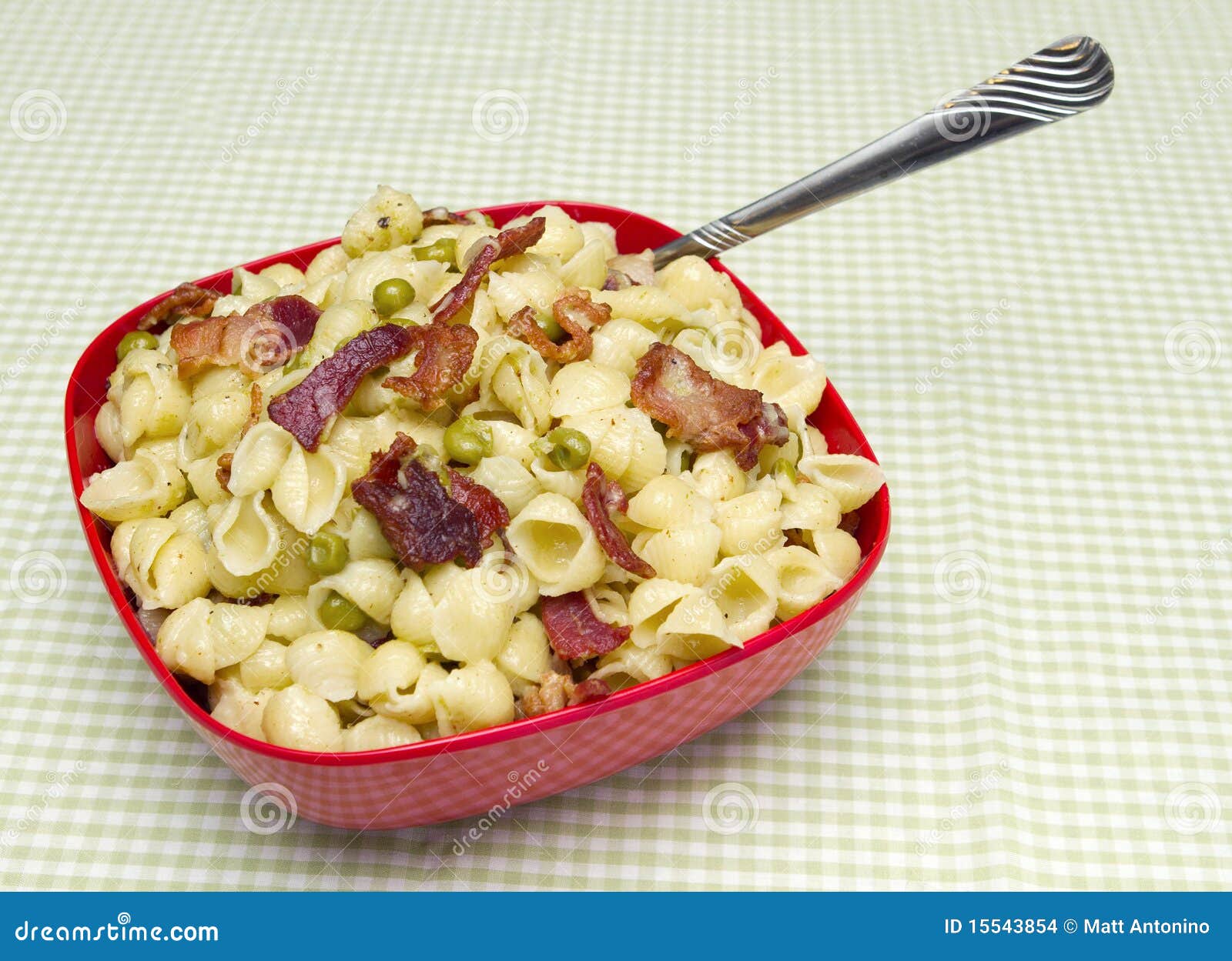 Bacon Pea Pasta with Cream Sauce Stock Photo Image of edible, fresh