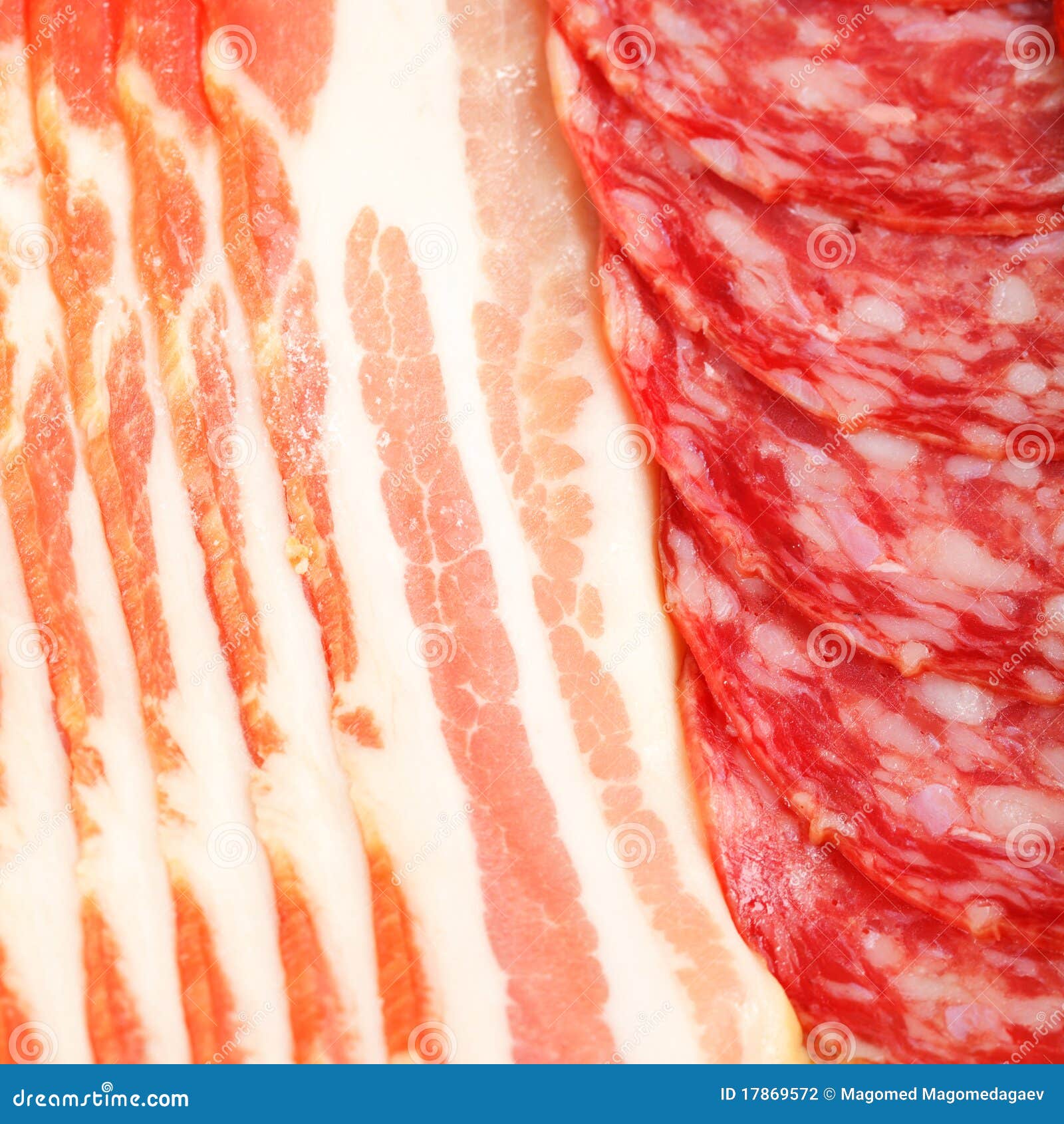 Bacon and salami stock photo. Image of closeup, salami 17869572