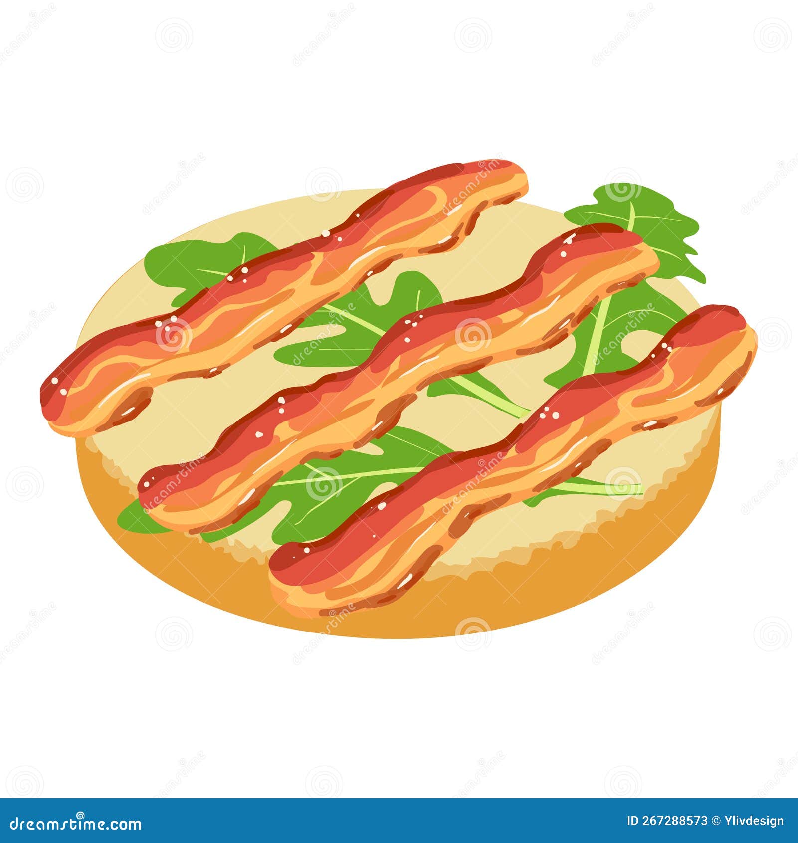 Bacon Sandwich Icon Isometric Vector. Sandwich with Fried Bacon and