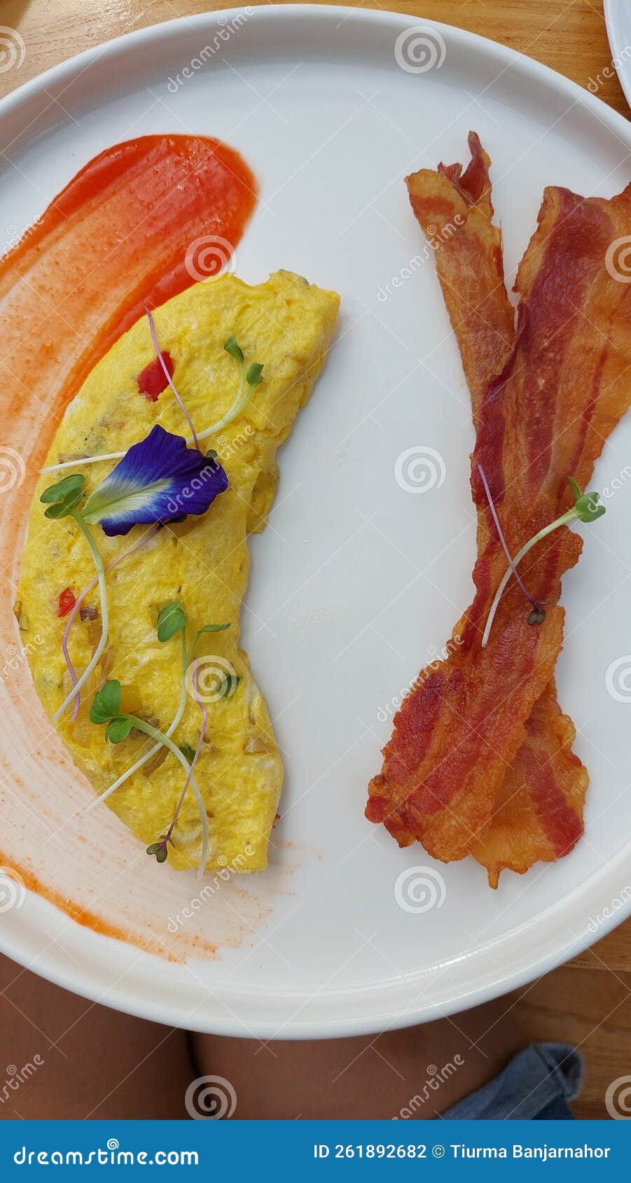 Bacon x scramble egg stock photo. Image of food, fruit 261892682
