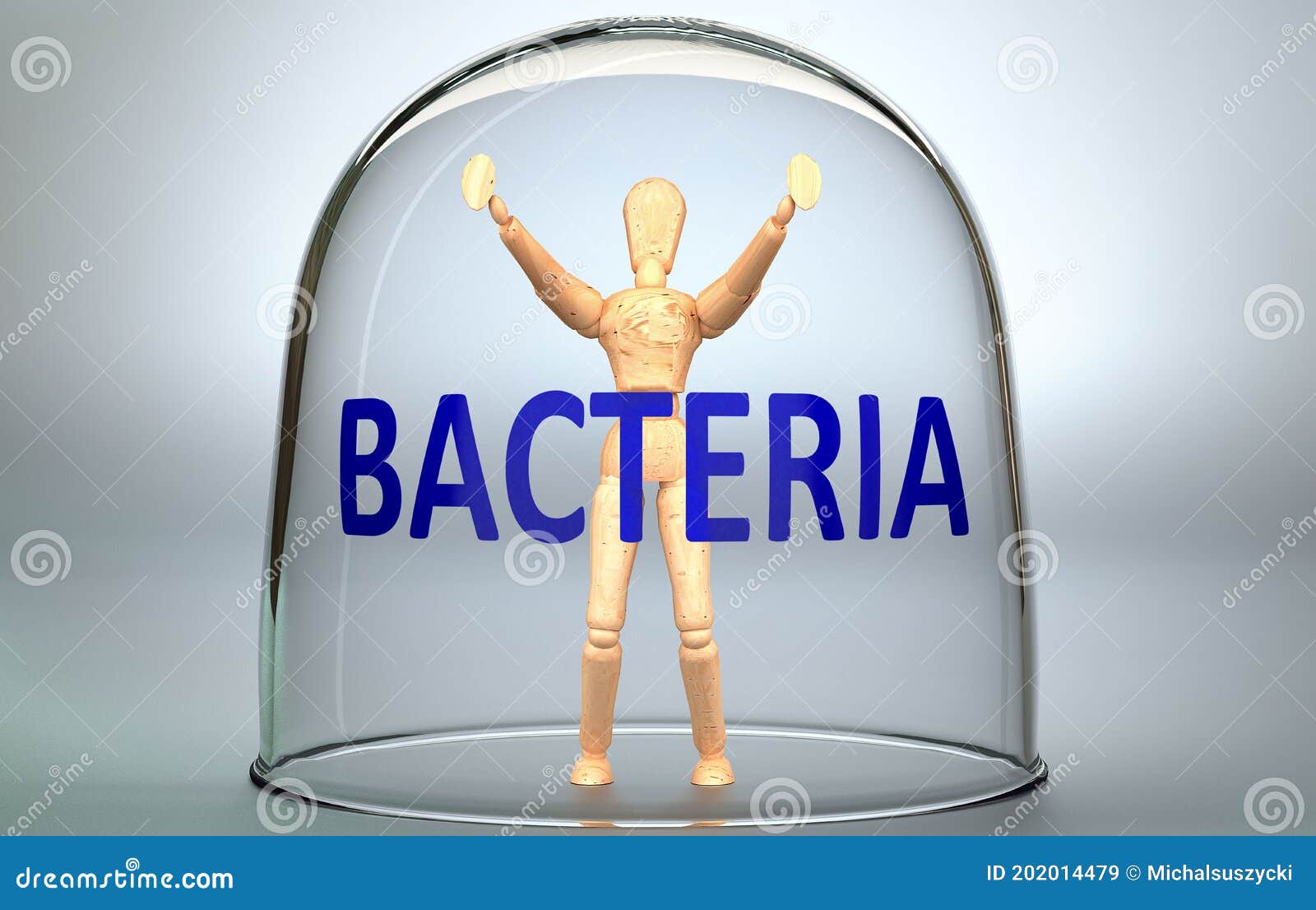 bacteria can separate a person from the world and lock in an invisible isolation that limits and restrains - pictured as a human