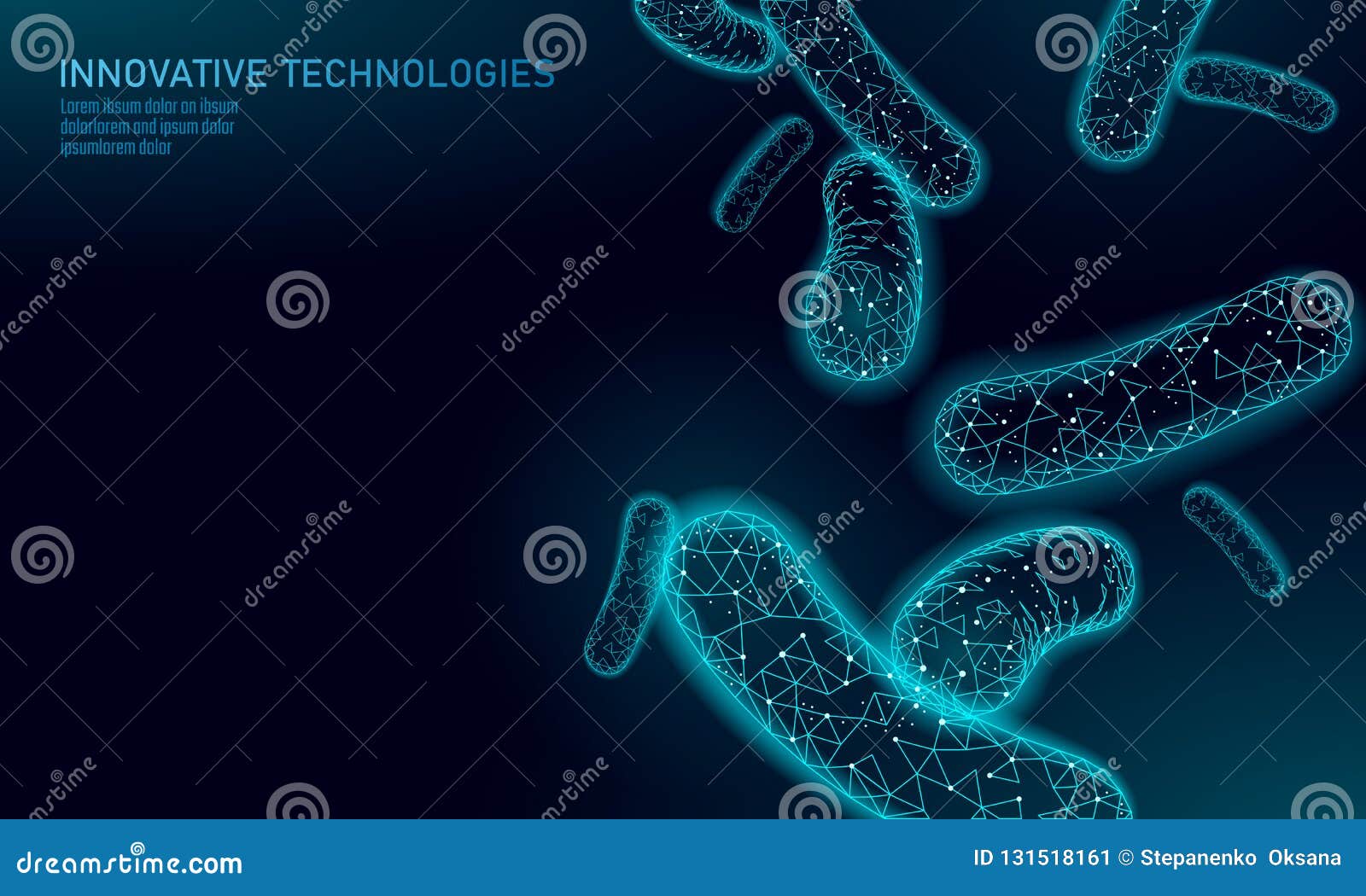 bacteria 3d low poly render probiotics. healthy normal digestion flora of human intestine yoghurt production. modern