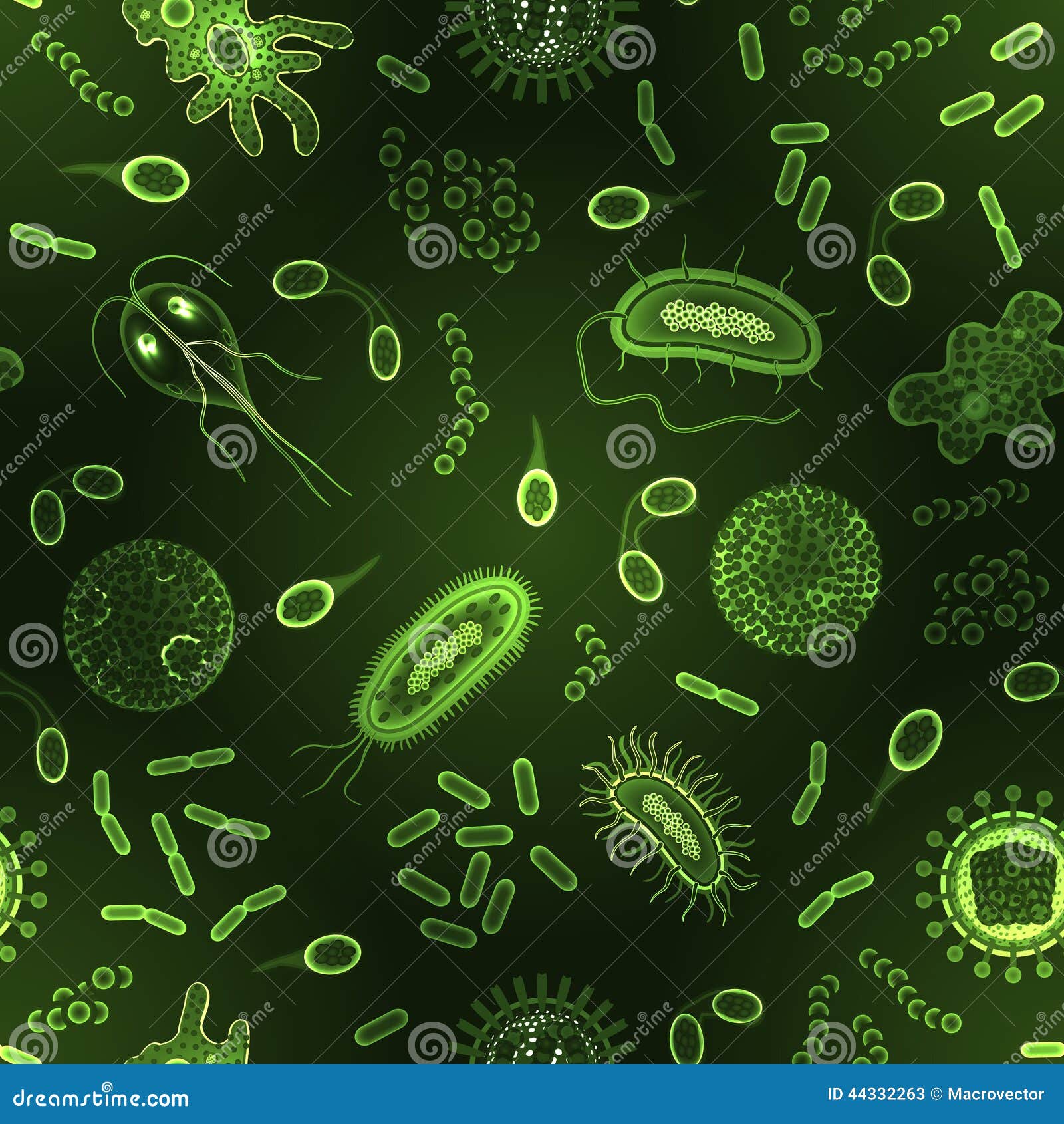 bacteria and virus seamless pattern inversion