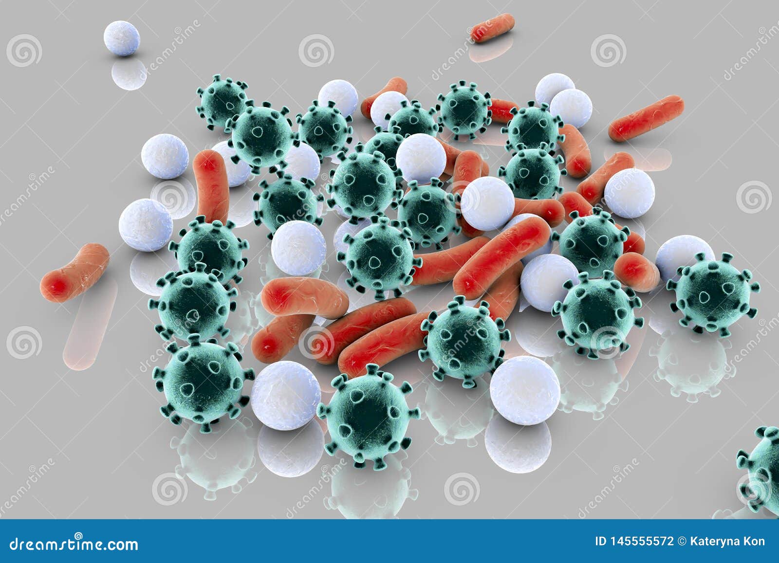 Bacteria And Viruses On Surface Stock Illustration - Illustration of