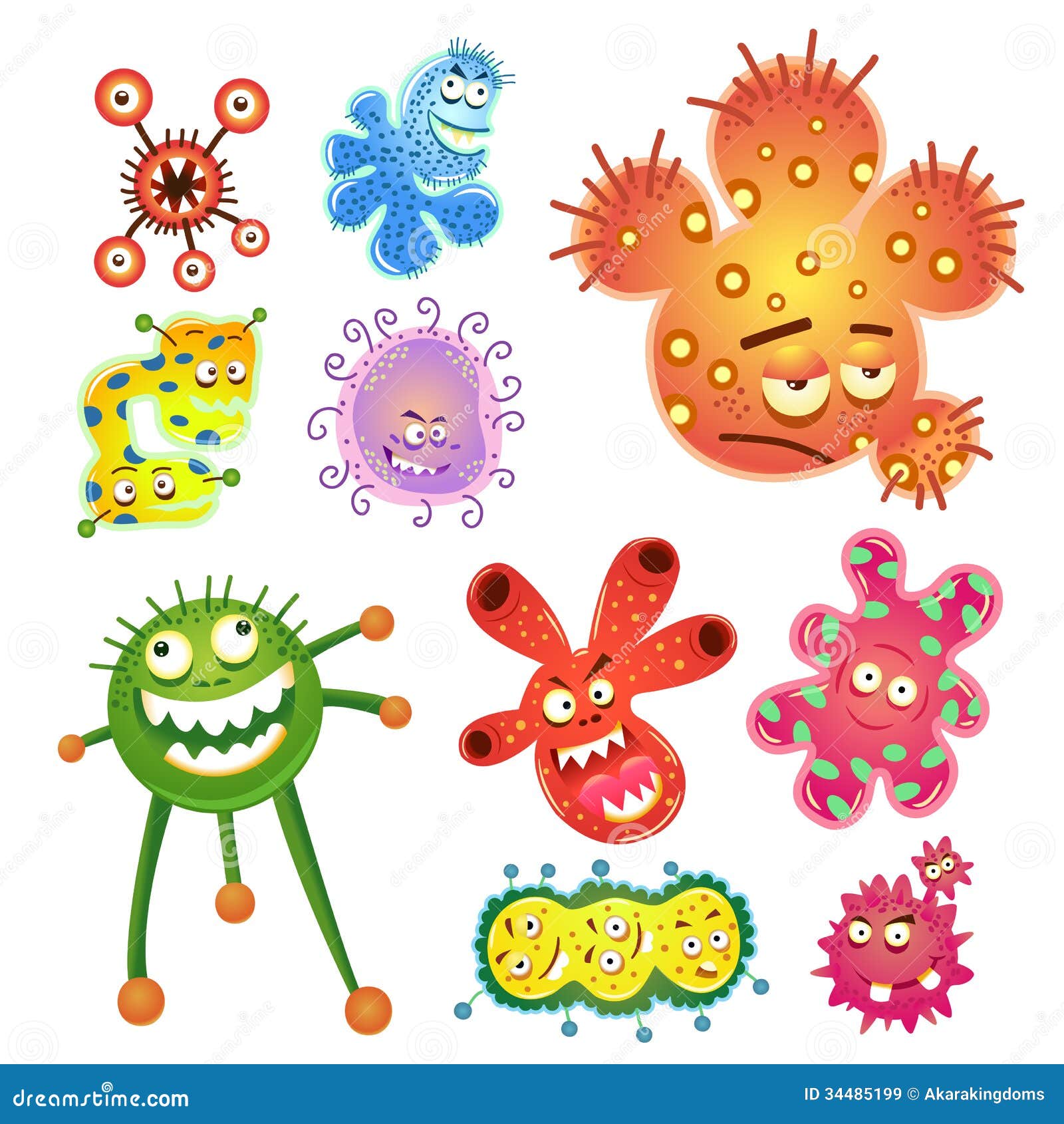 Dibujo Animado De Bacterias Y Virus Ilustración del Vector - Ilustración de  bacterias, organismo: 34485199