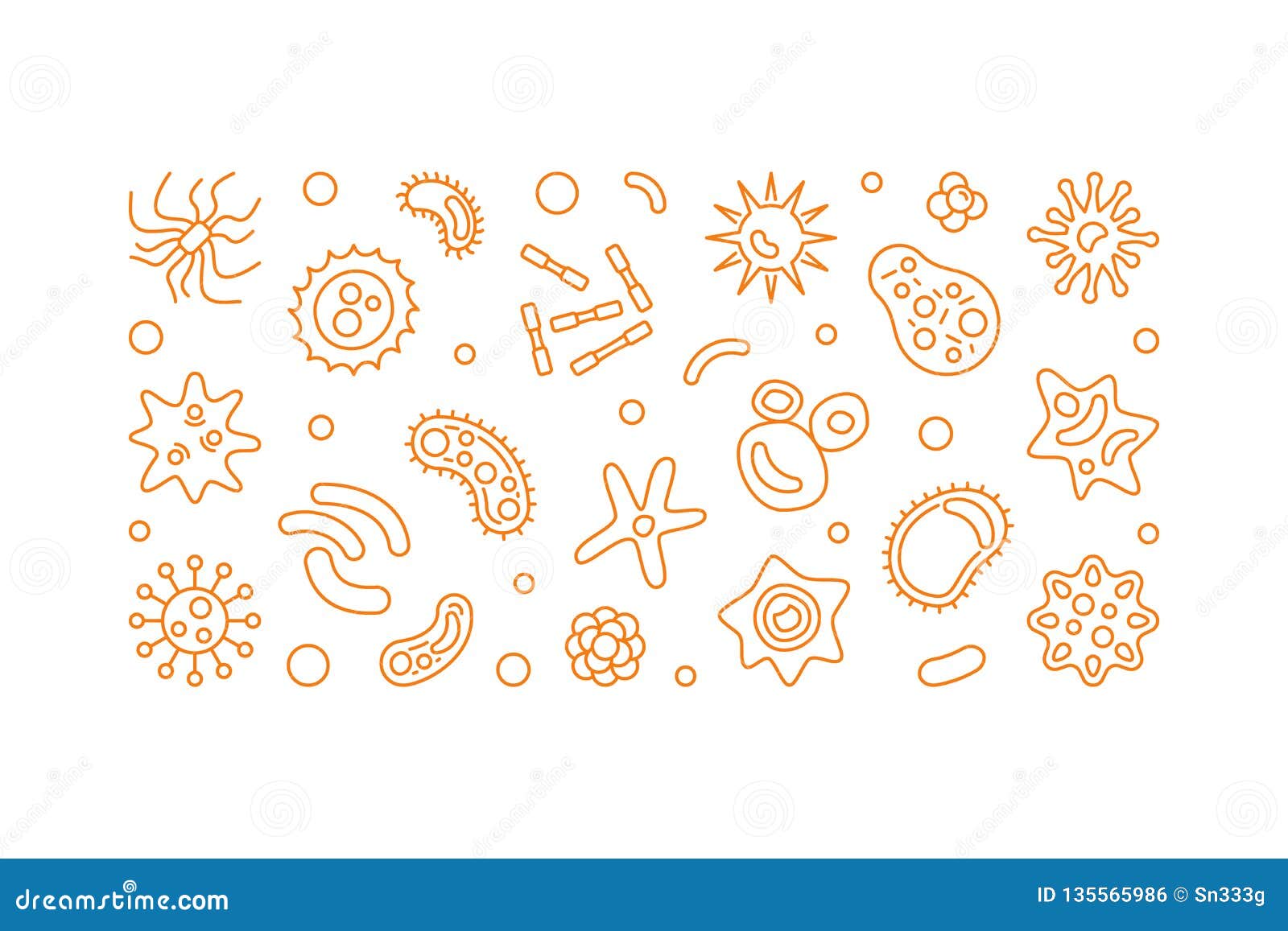 Microbiology Banner. Collection Of Different Types Of Microorganisms ...