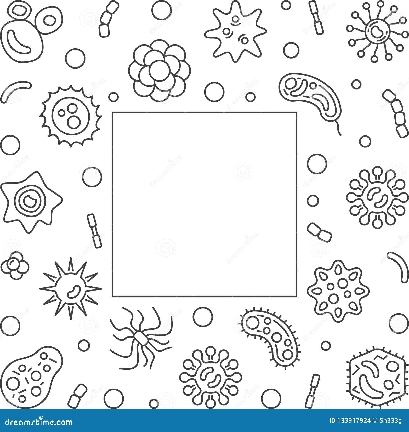 Bacterium Microbiology Vector Frame with Empty Space for Text Stock ...