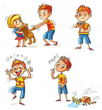 Bad Behavior. Funny Cartoon Character Stock Vector - Illustration of ...