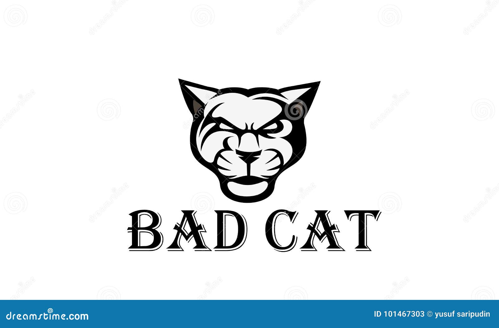 Logo bad cat simple mascot style Royalty Free Vector Image