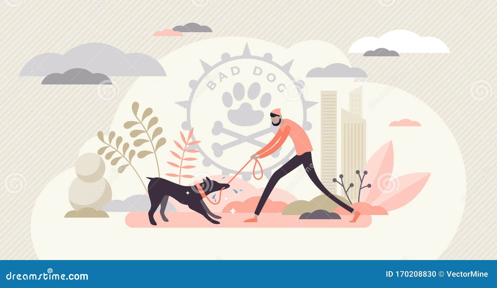 Bad Dog Behavior Fixing and daily Training Routine Stock Vector