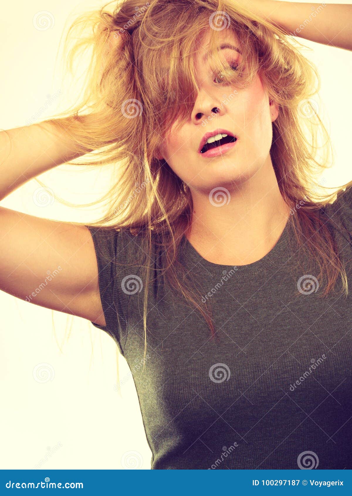 Crazy, Mad Blonde Woman with Messy Hair Stock Image - Image of stressed, confusion: 100297187 Crazy, Mad Blonde Woman with Messy Hair Stock Image - Image of stressed, confusion: 100297187