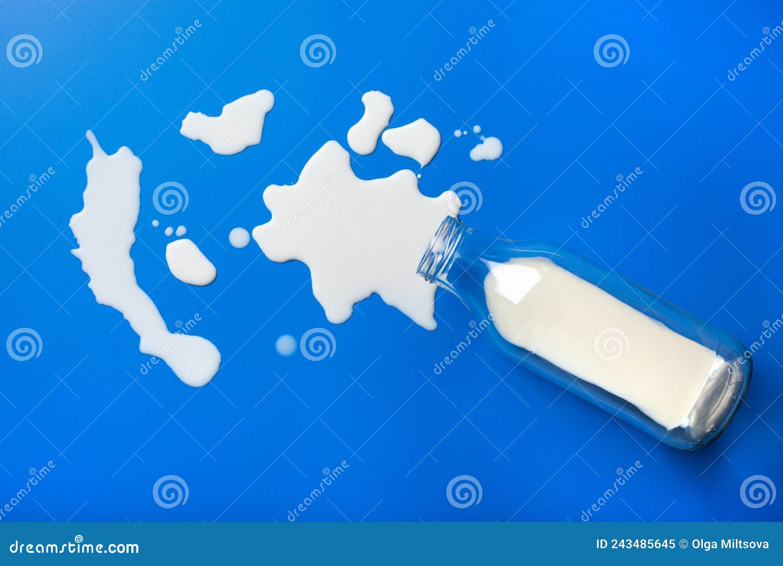 Bad Milk Lactose Intolerance Allergy. Milk Bottle Splatter Stock Image