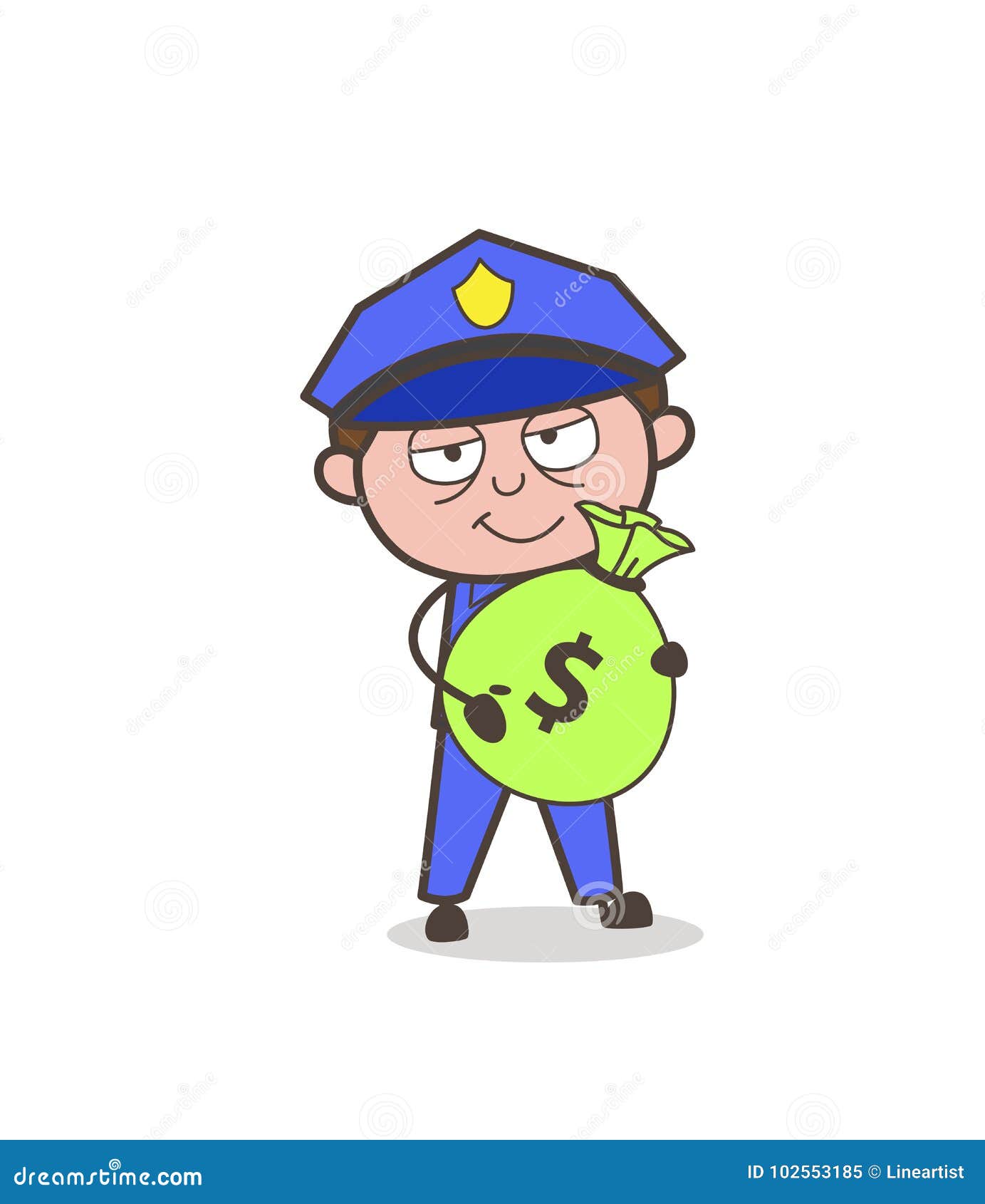 bad officer with money bundle 