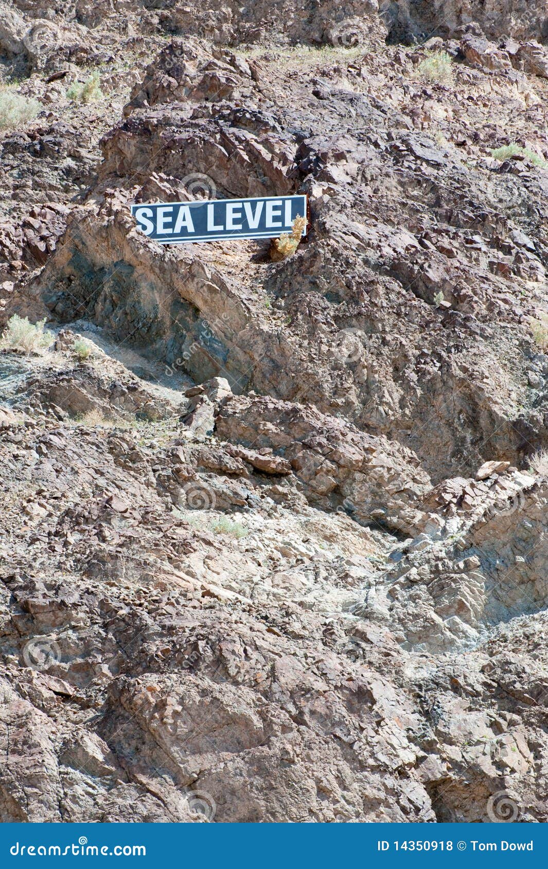 Bad Water Basin Sea Level Sign Stock Photo Image of mountainside