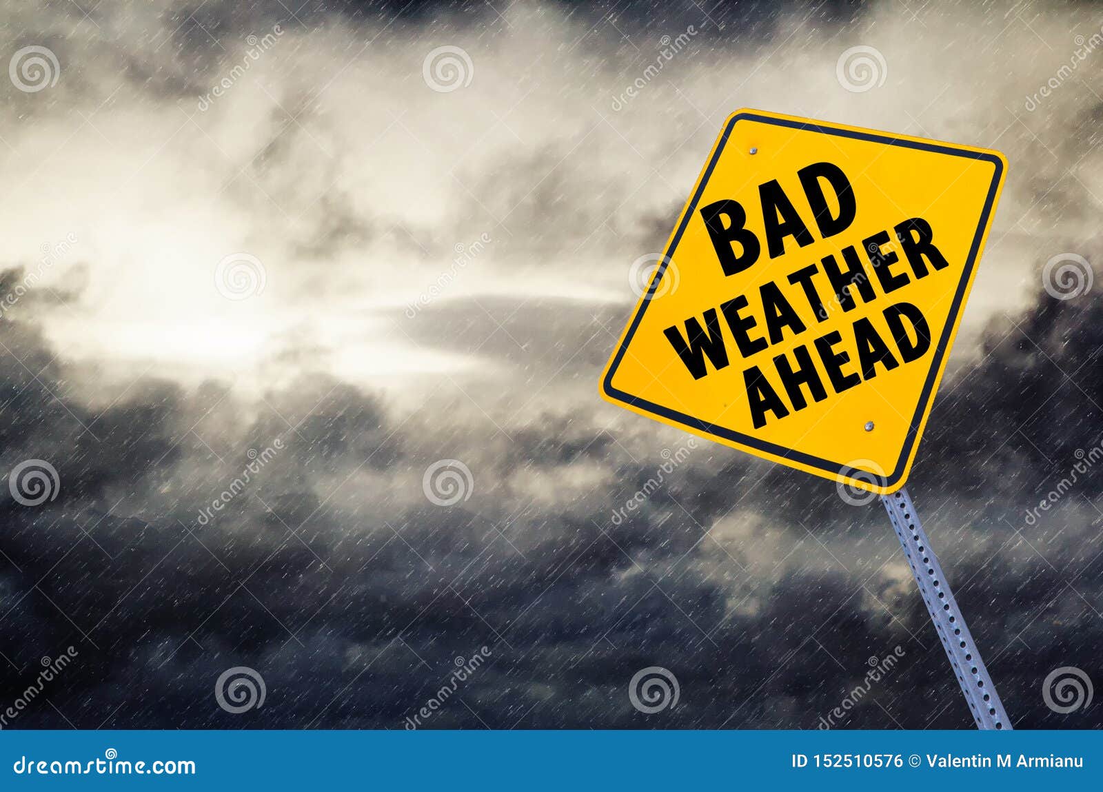bad weather ahead  road sign