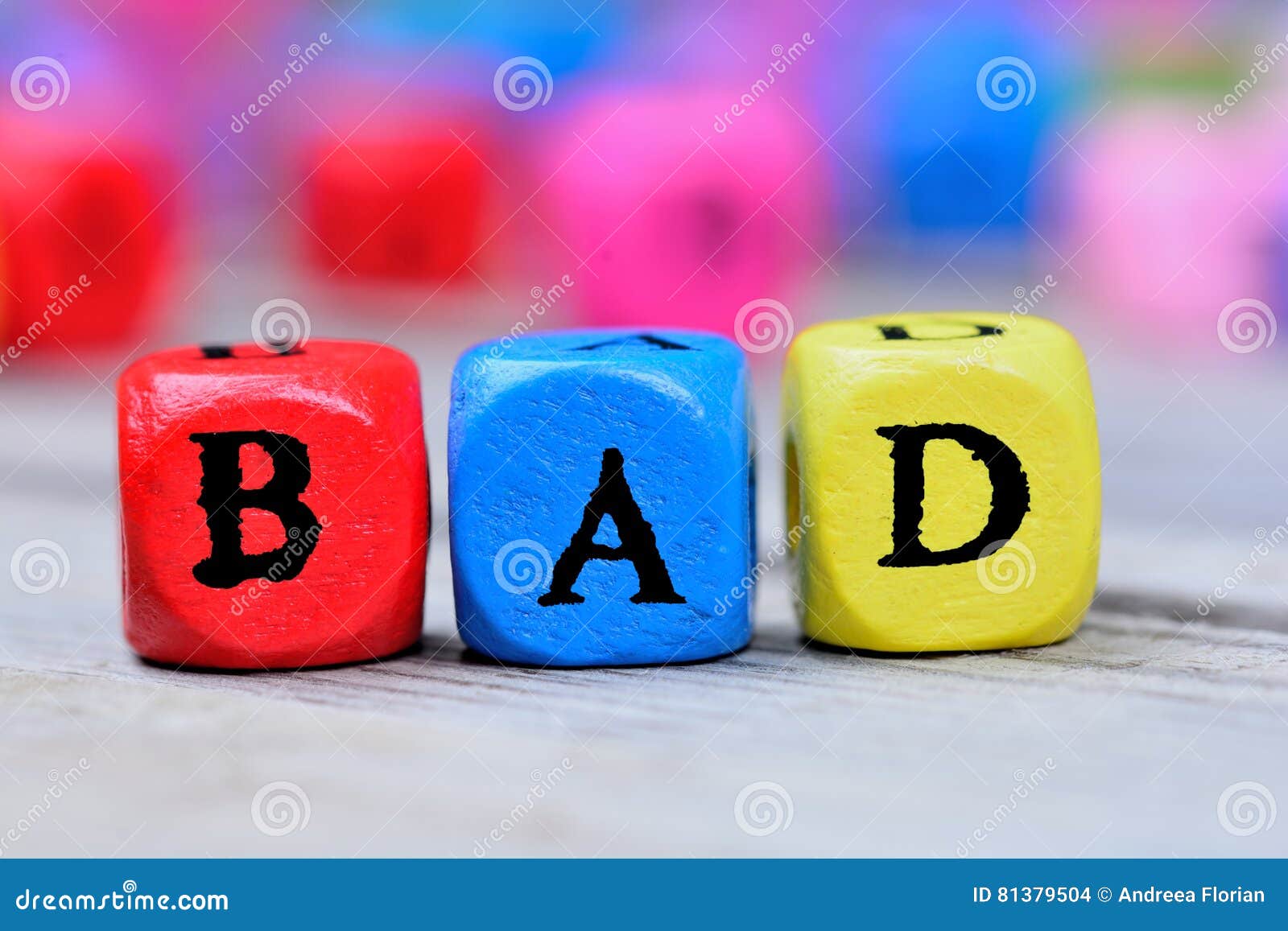 Bad Word On Wooden Table Stock Photo Image Of Closeup 81379504