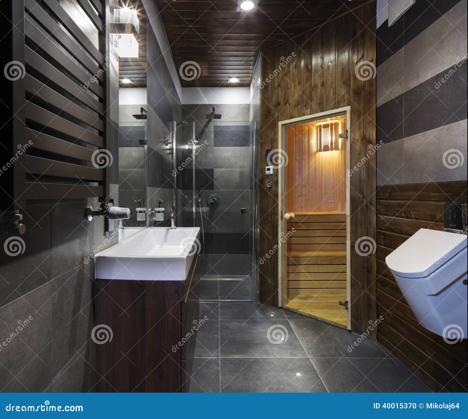 Badezimmer Mit Sauna Stockfoto Bild Von Innen Stein 40015370