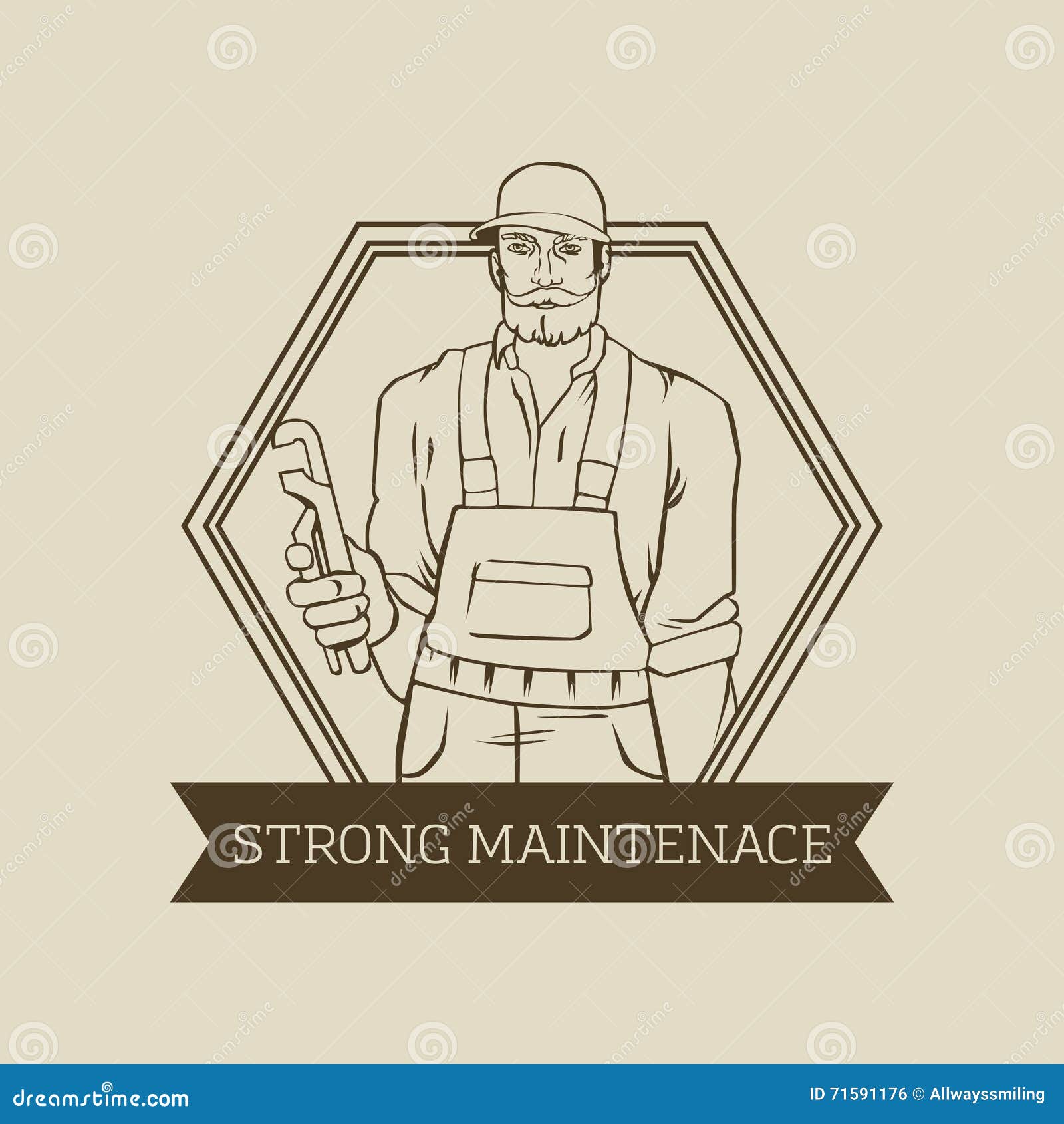 Badge With Cool Man Plumber Hipster Worker Vector Logo Design