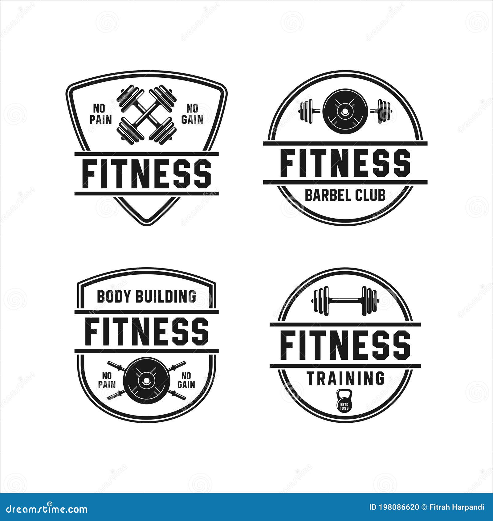 Badge Fitness Gym Vector Design Collection Stock Vector - Illustration ...