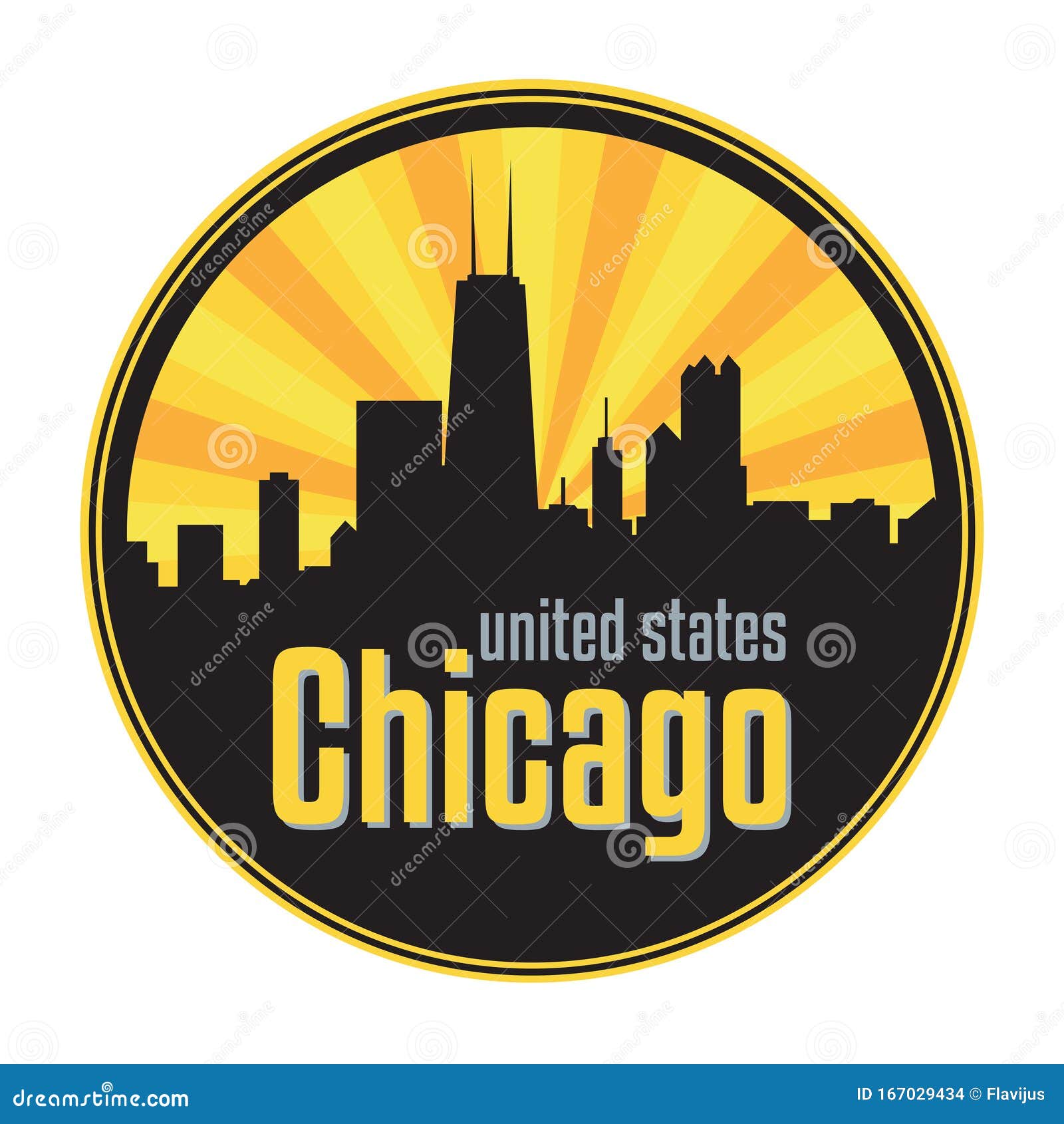 Badge, Label or Stamp with Chicago Skyline Stock Vector - Illustration ...