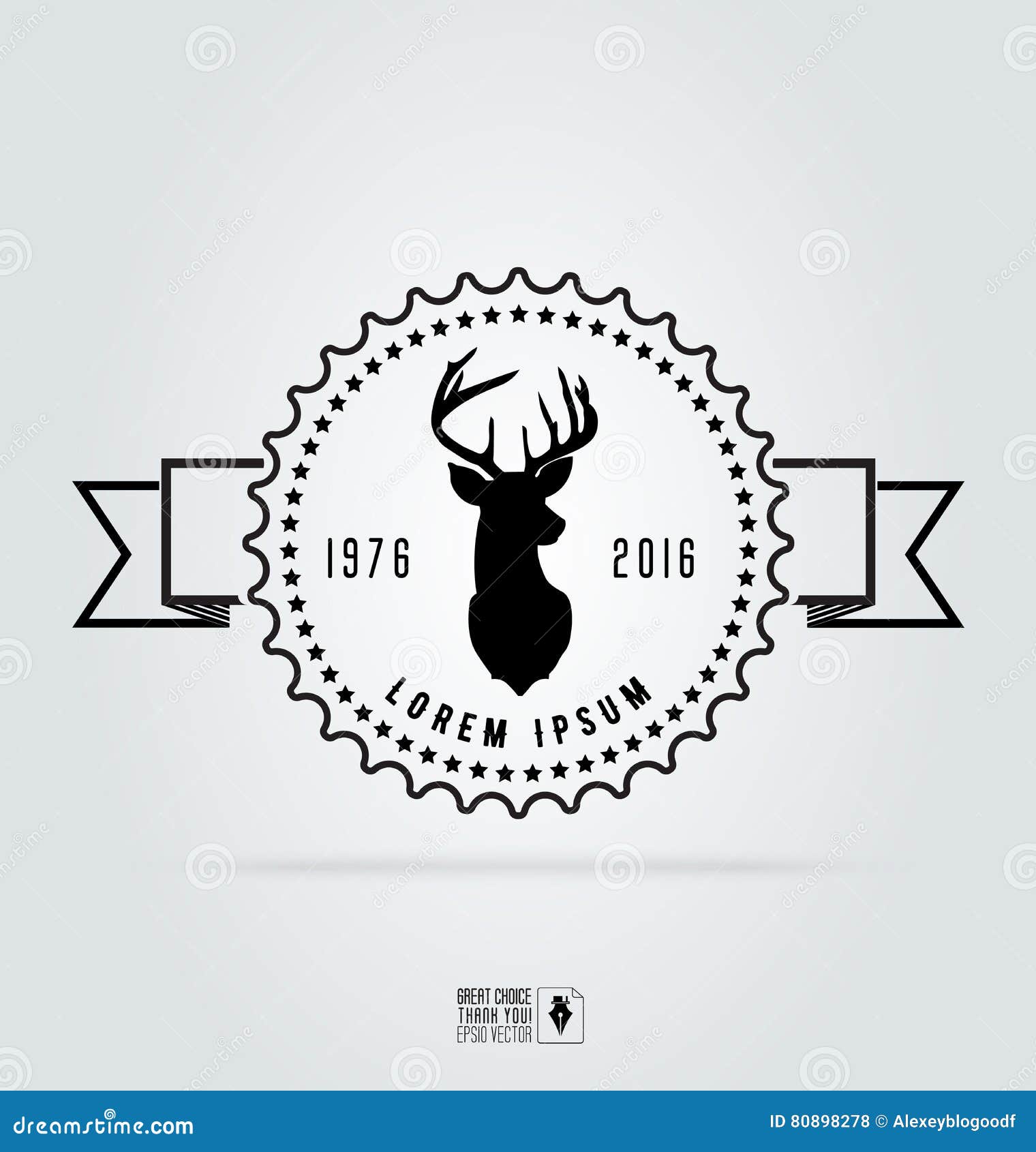 badge labels hipster logo.   deer head.