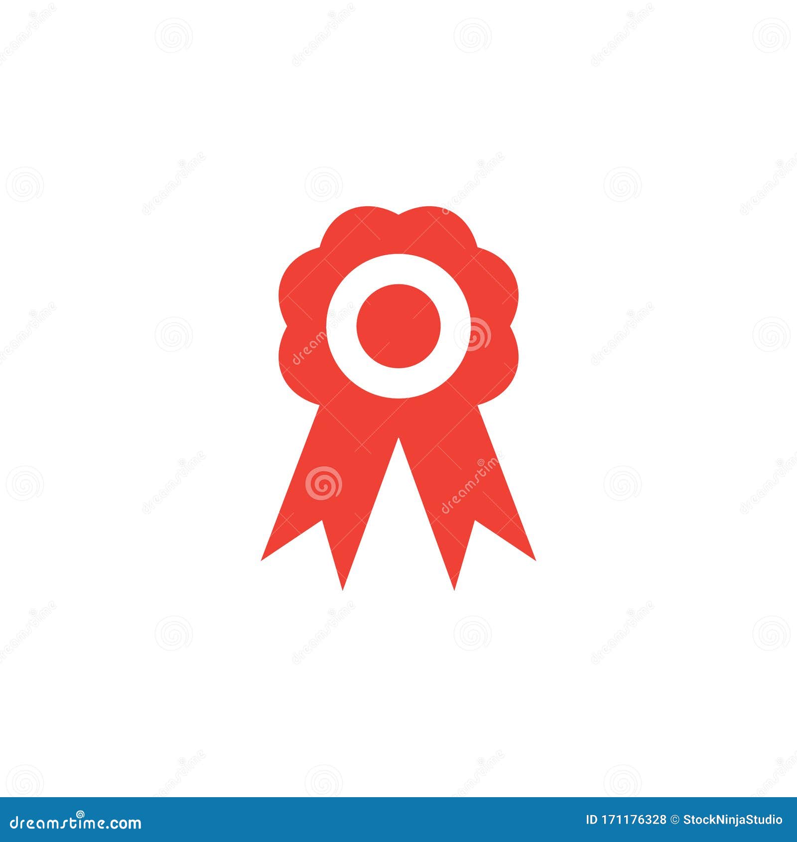 Badge Red Icon on White Background. Red Flat Style Vector Illustration