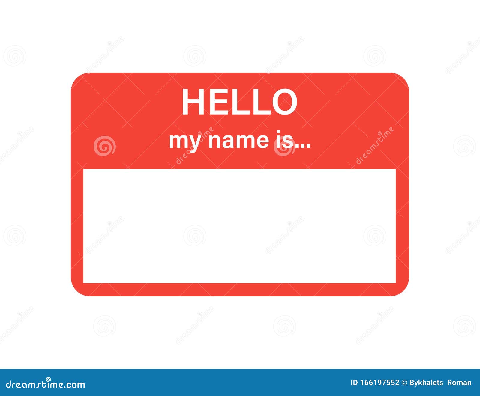 badge or register   sticker hello my name is in trendy flat style on white background