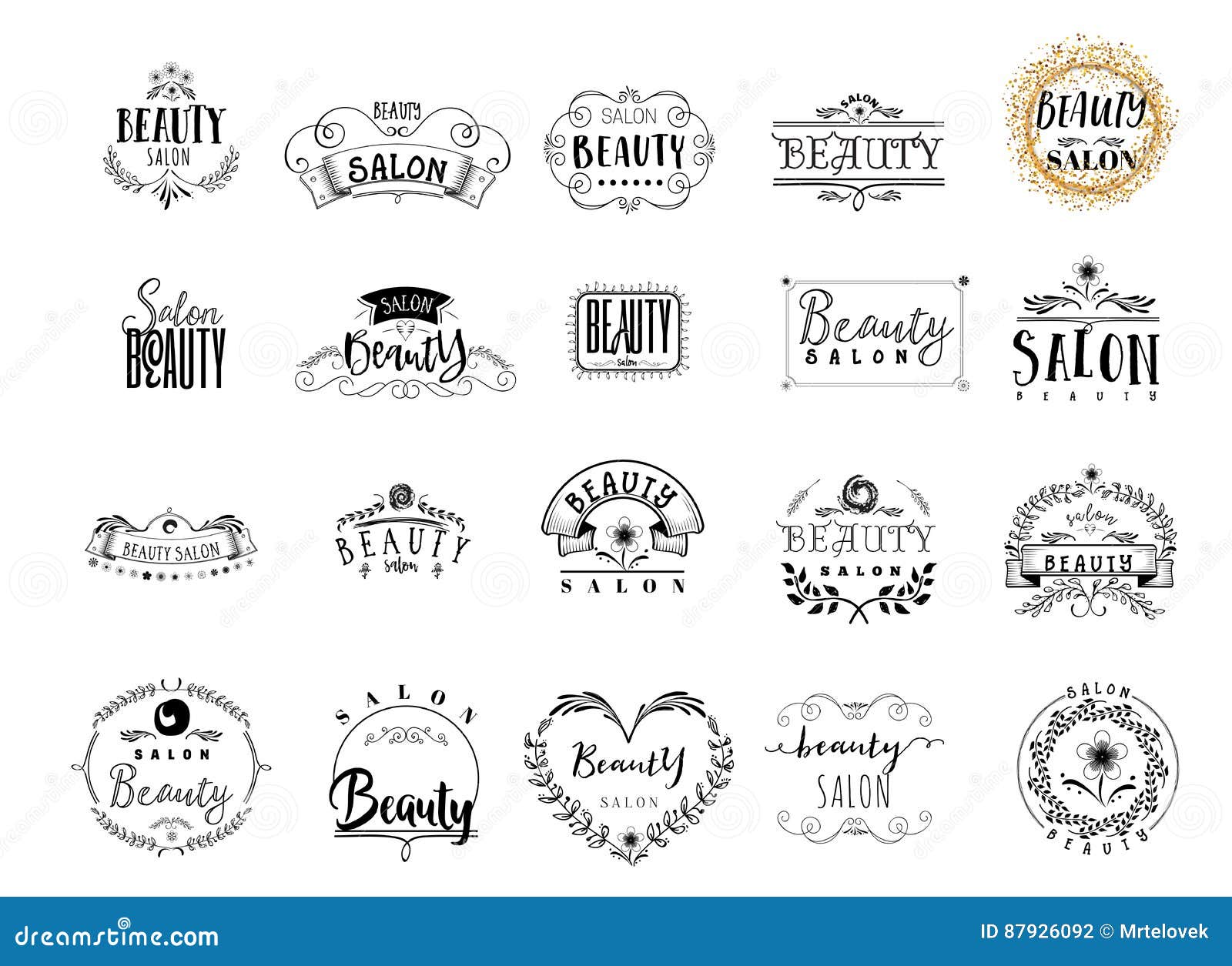 Badge Set - Beauty Salon. Sticker, Stamp, Logo - for Design, Hands