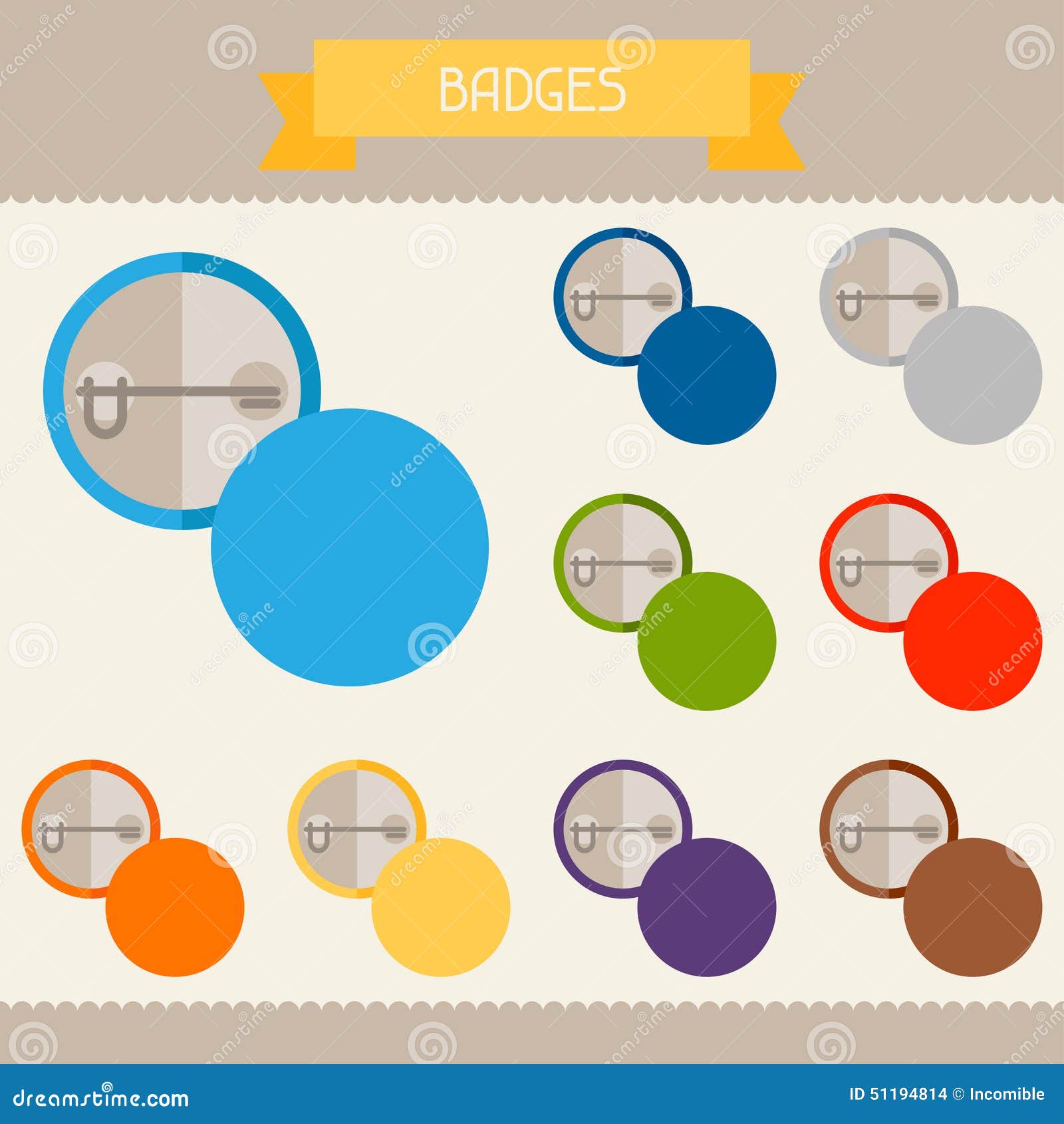 Badges Colored Templates for Your Design in Flat Stock Vector