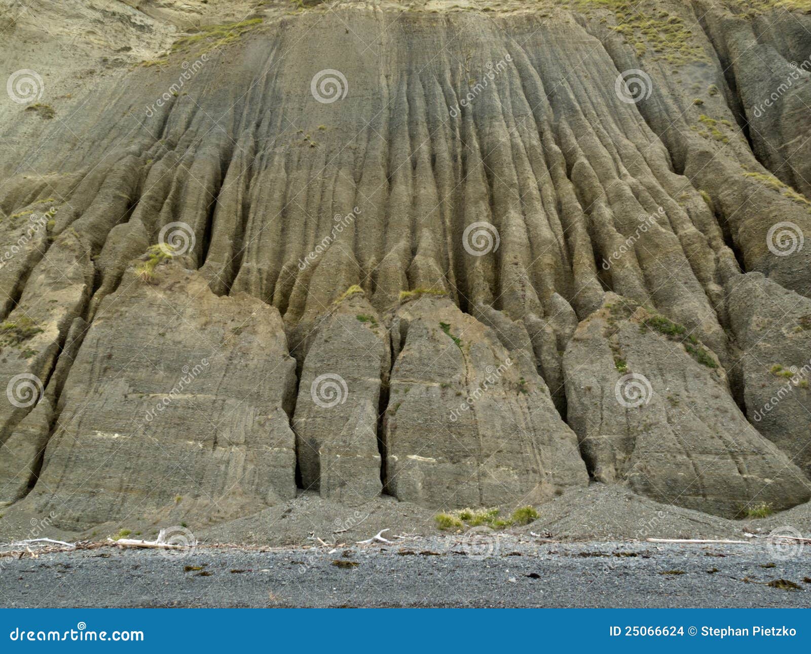 badland erosion of soft conglomerate sediment