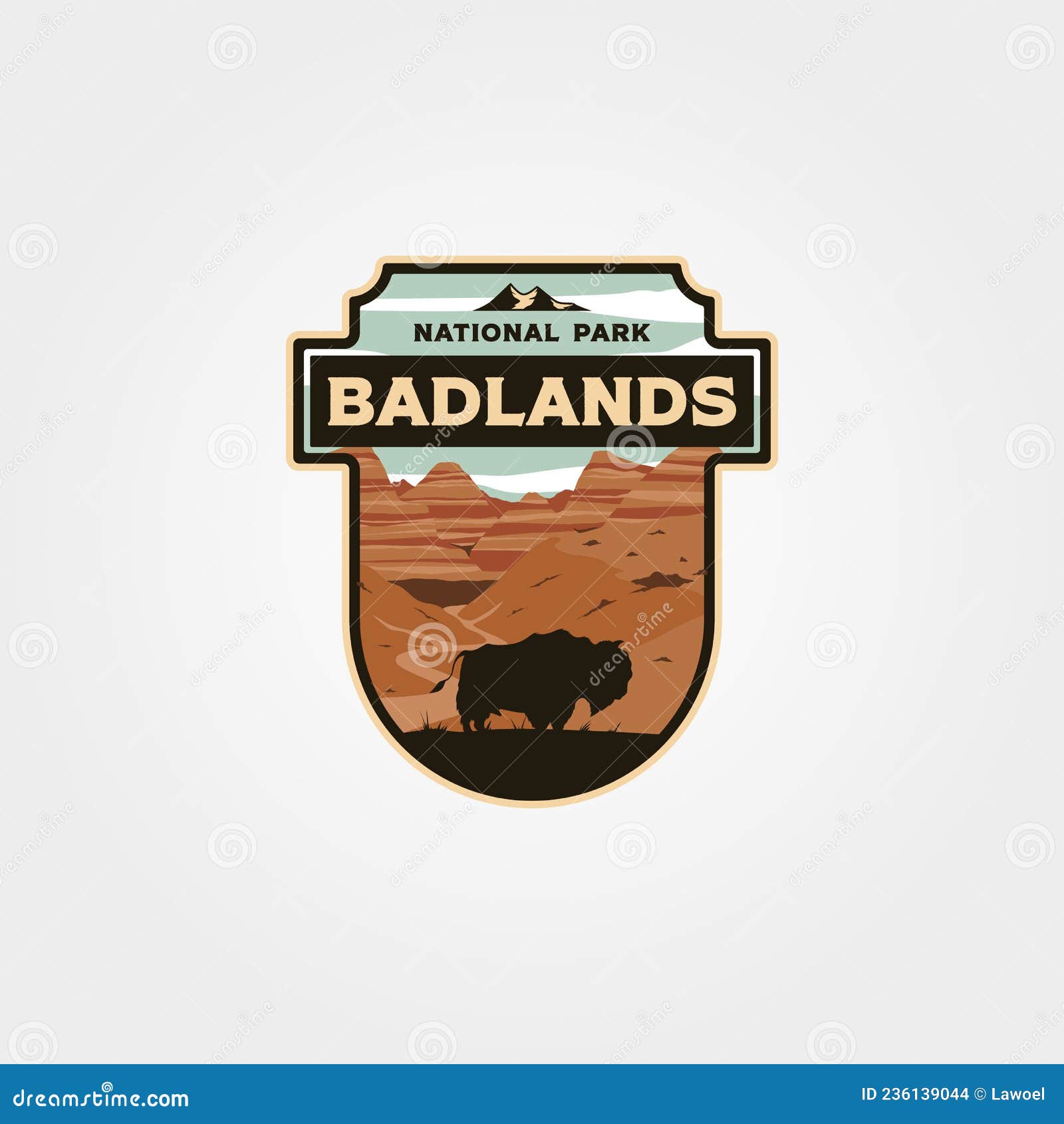 badlands national park logo vintage  patch  , travel badge 