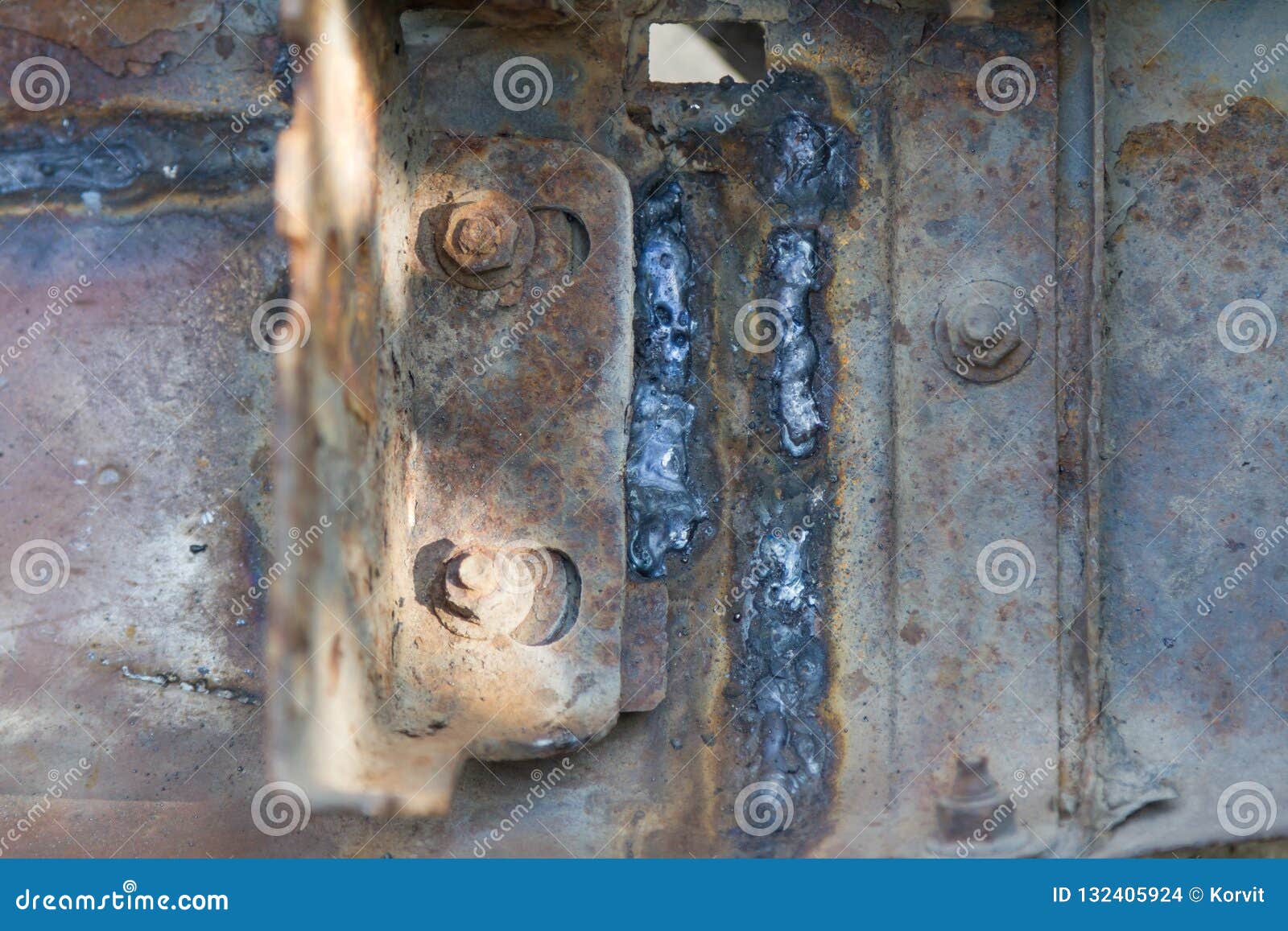 Badly welded rusty metal stock photo. Image of engineering 132405924