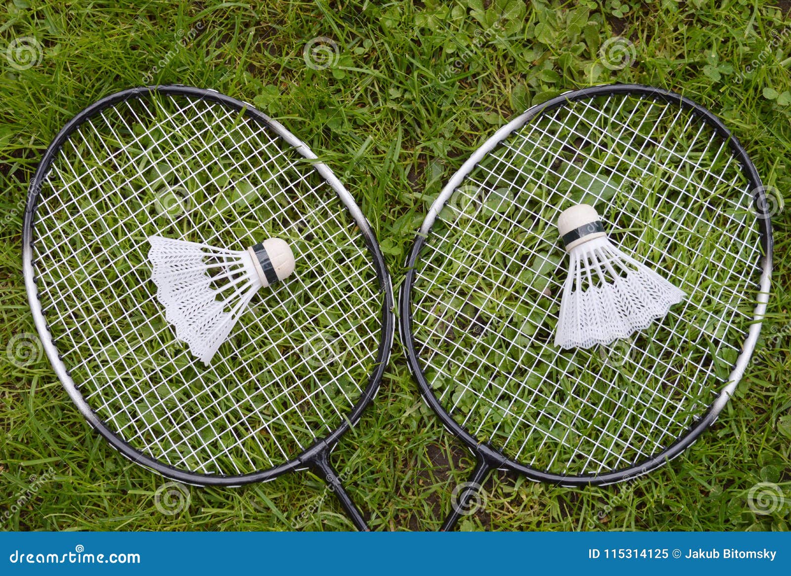 Badminton Equipment on Grass Stock Image Image of exercise, activity