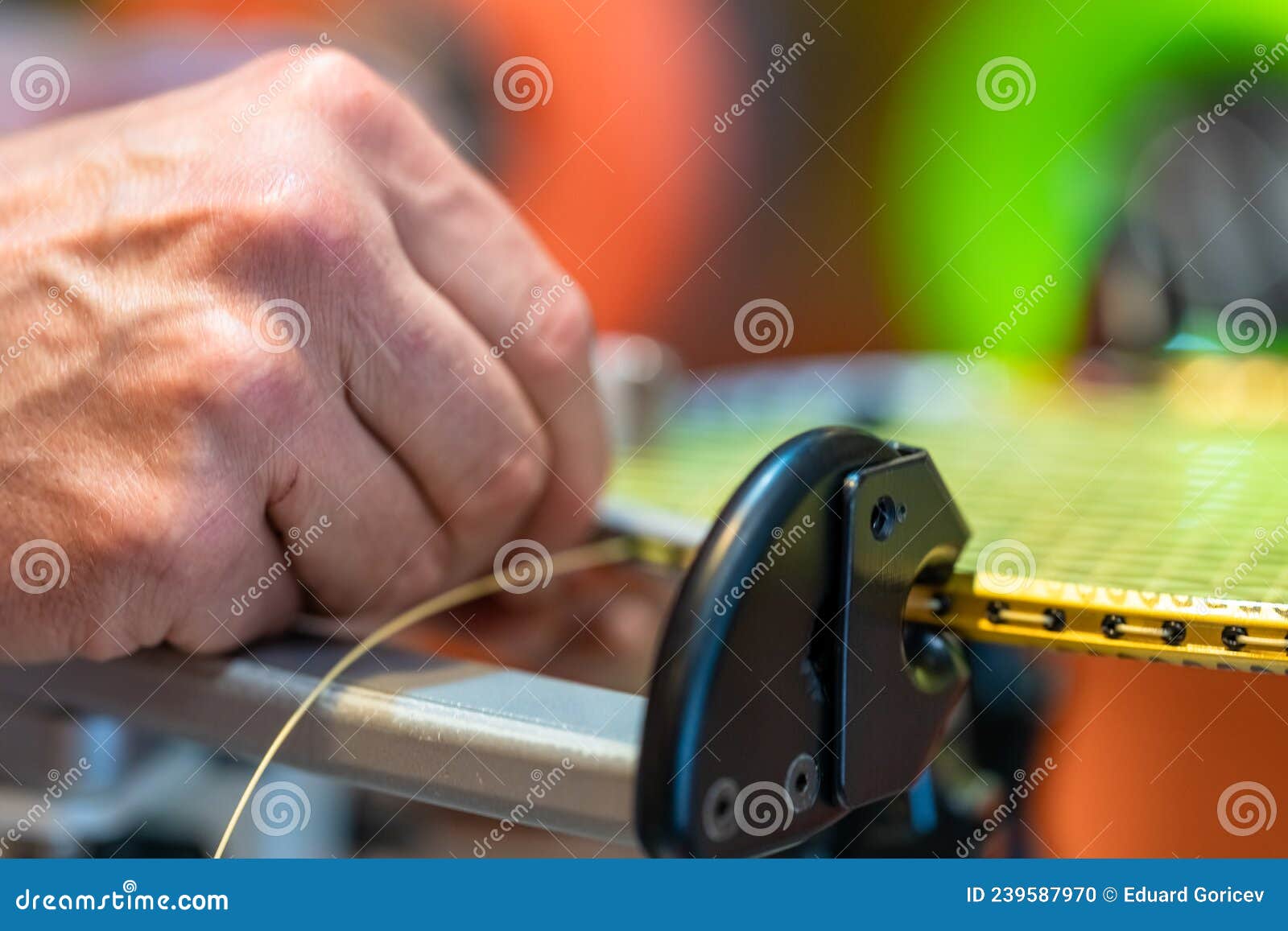 Badminton Racket Repair and Weaving Stock Photo Image of closeup