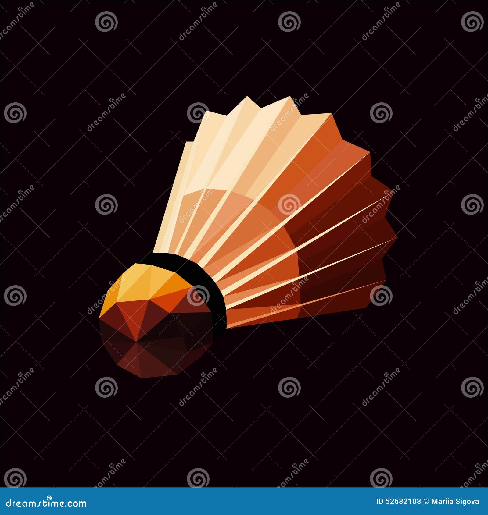 Badminton Shuttlecock or Gold Badminton Ball in Polygonal Style Stock