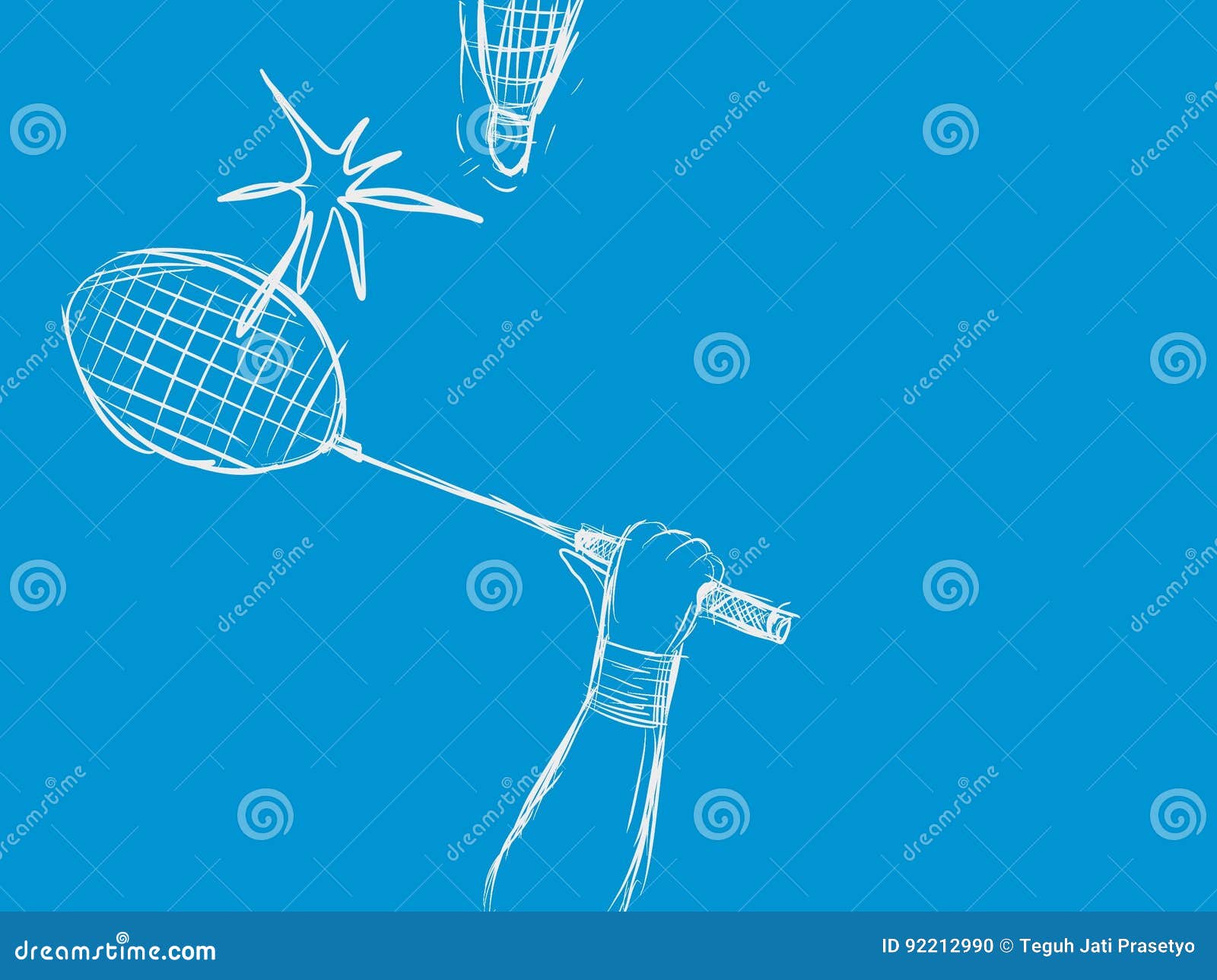 Badminton Sport with Racket and Shuttlecock Hit Stock Illustration