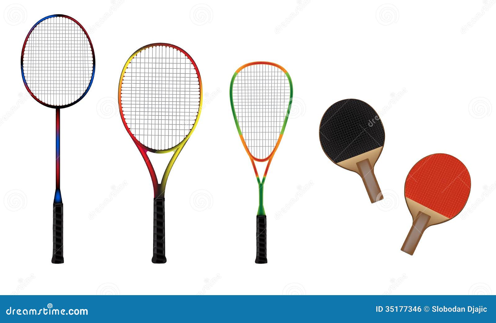 Afname Ten einde raad slecht Badminton, Tennis, Squash and Table Tennis Equipment Vector Illustration  Stock Vector - Illustration of action, server: 35177346
