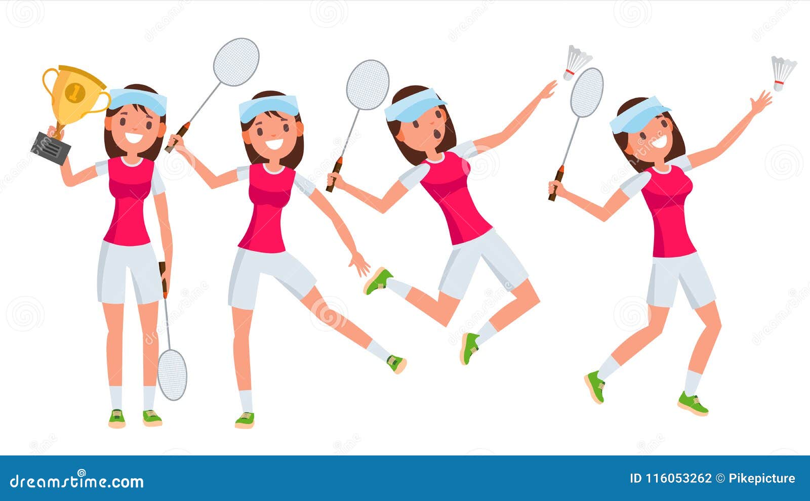 Badminton Young Woman Player Vector. Girl Athlete Player. Jumping, Practicing. Flat Cartoon Illustration Stock Vector - Illustration of activity, athlete: 116053262 Badminton Young Woman Player Vector. Girl Athlete Player. Jumping, Practicing. Flat Cartoon Illustration Stock Vector - Illustration of activity, athlete: 116053262
