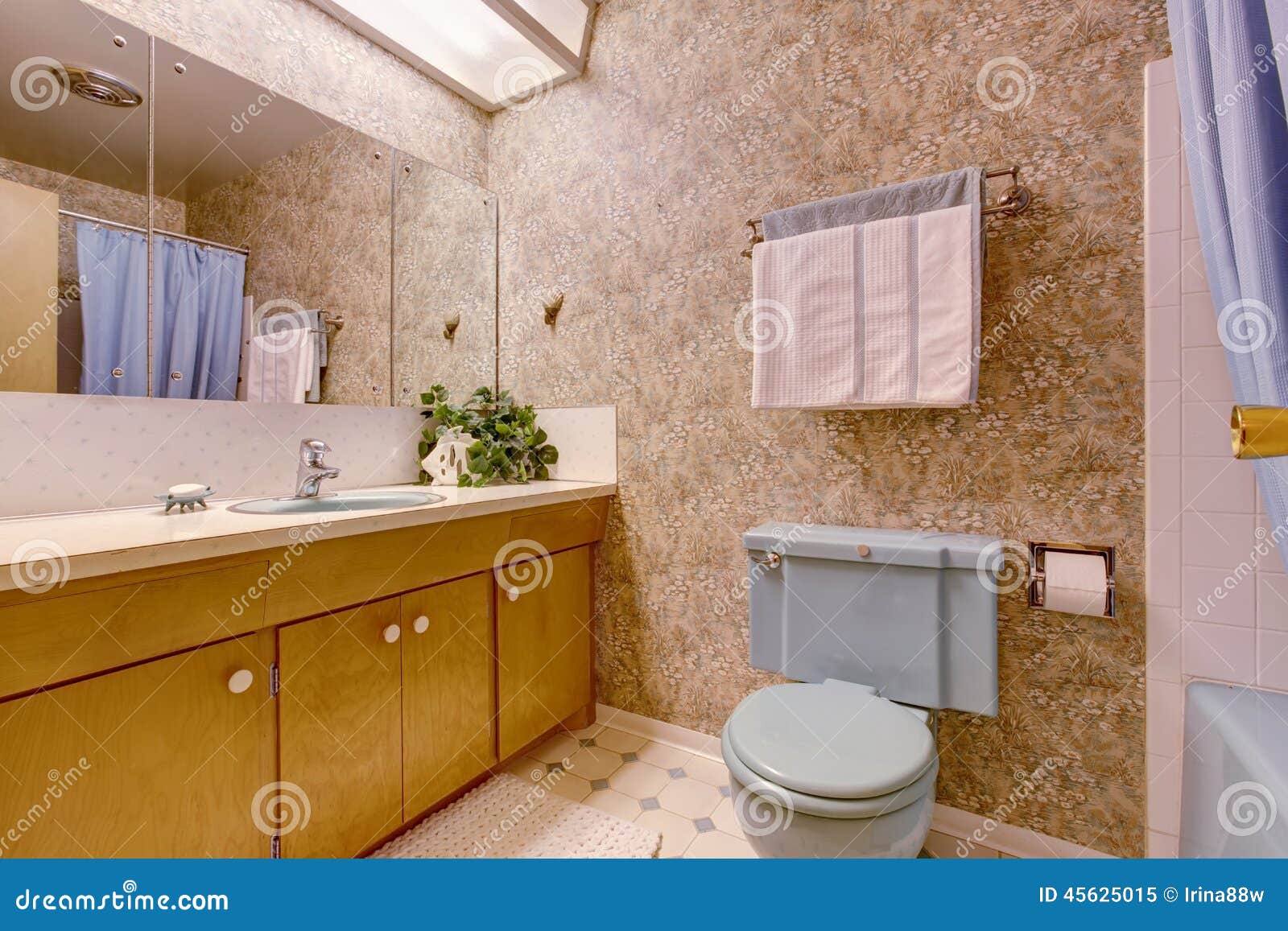 Badrum med ljus brun tapet arkivfoto bild: 45625015