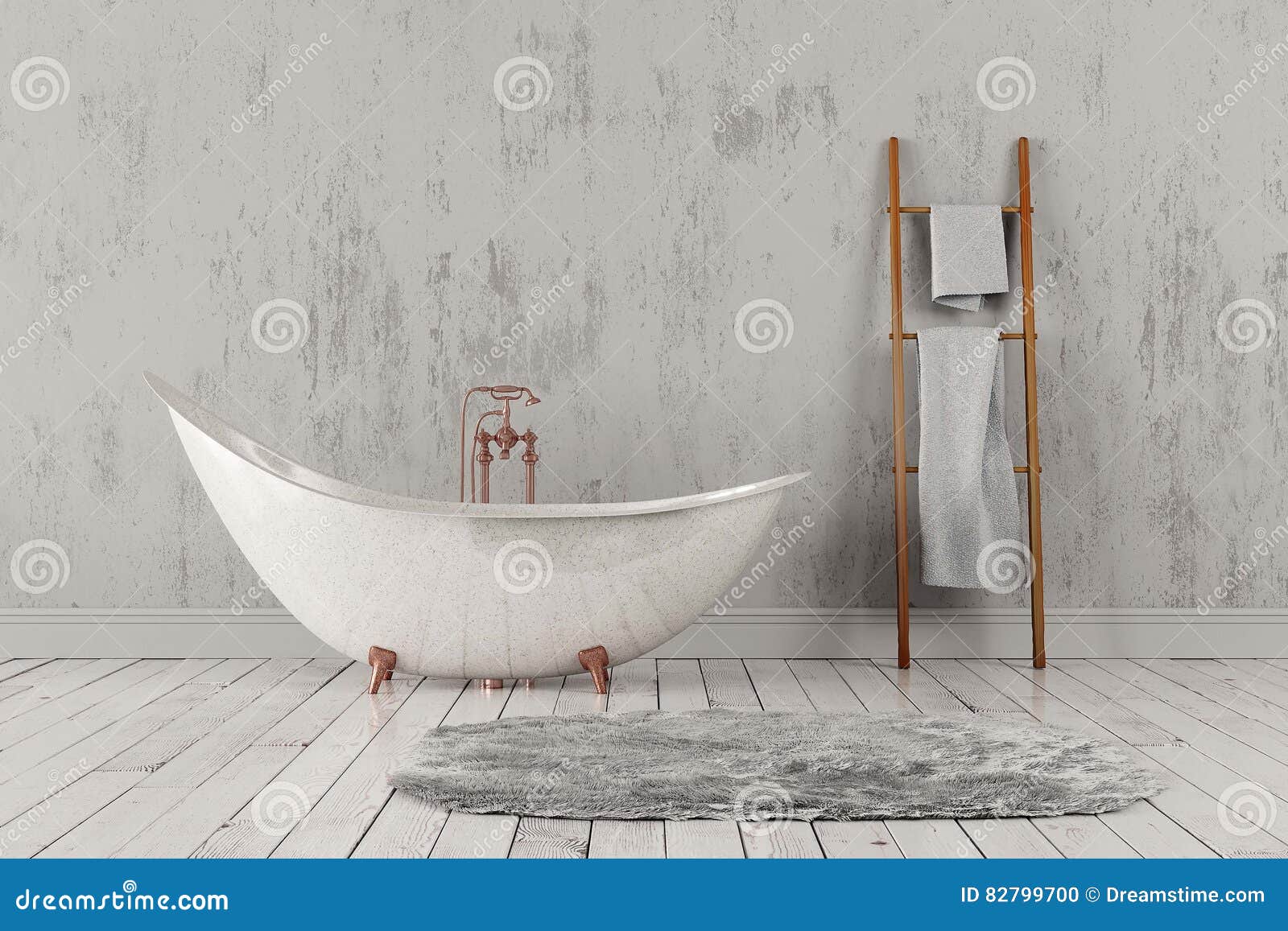 Badrum Med Matta Och Handdukar, Trägolv Och Busevägg Arkivfoto ...