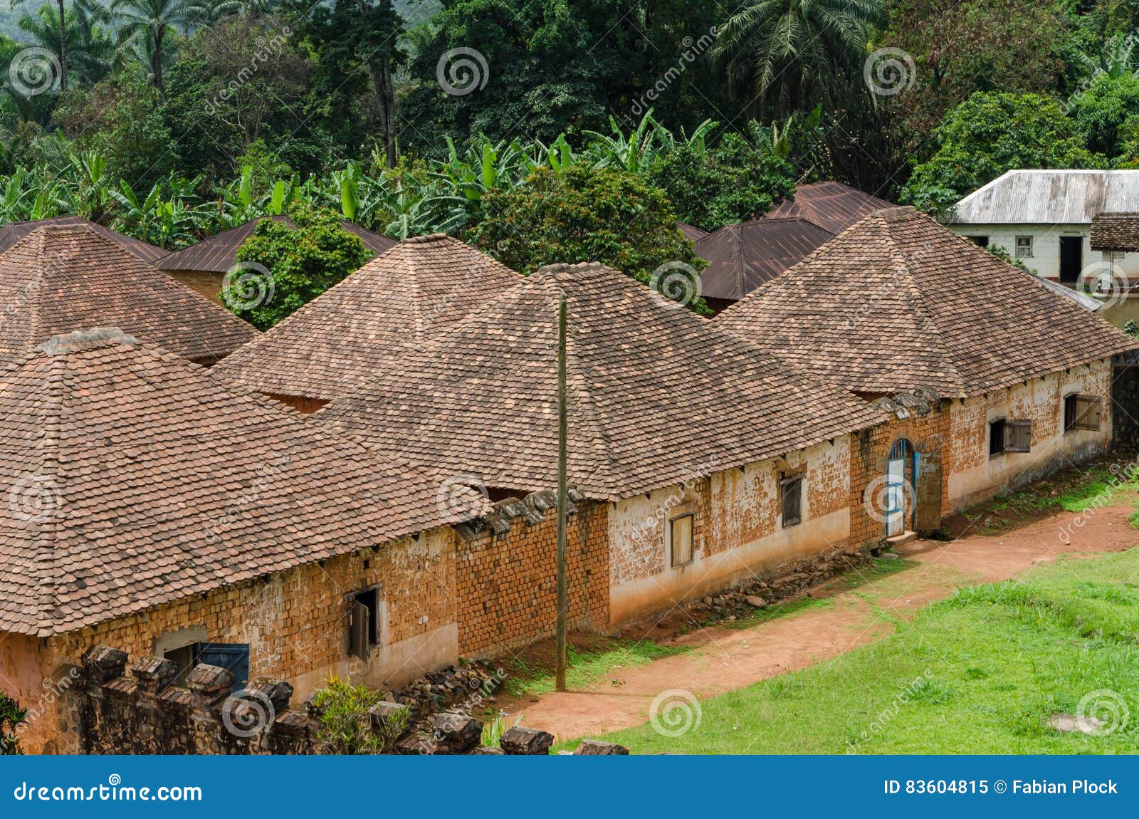 Bafut Fon的传统宫殿与砖和瓦片大厦和密林环境，喀麦隆，非洲的 库存图片 - 图片 包括有 森林, 水平: 83605849