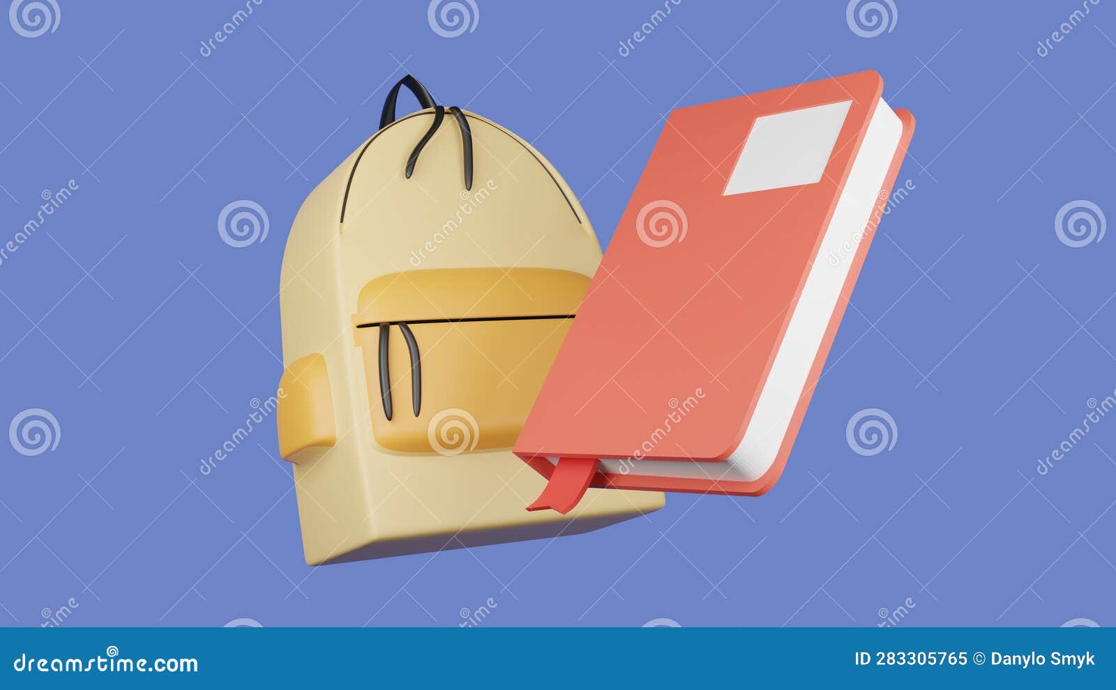 Bag with a Book on Blue Background. Stock Illustration - Illustration ...