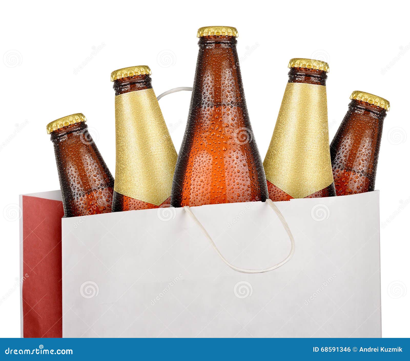 Bag with Brown Beer Bottles Stock Photo Image of amber, lager 68591346