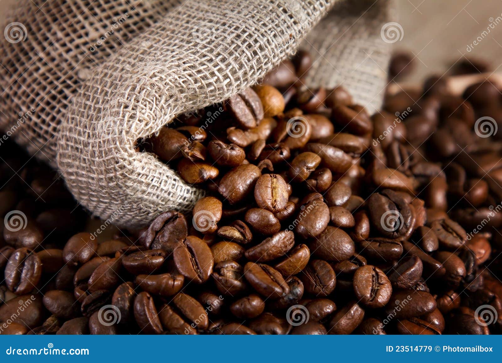 Bag with coffee beans stock image. Image of espresso 23514779
