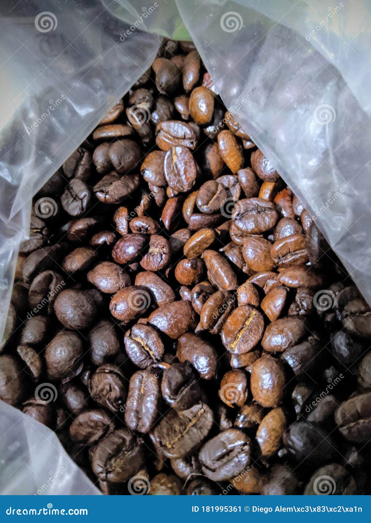Bag with Coffee Beans before Being Ground. Stock Image Image of