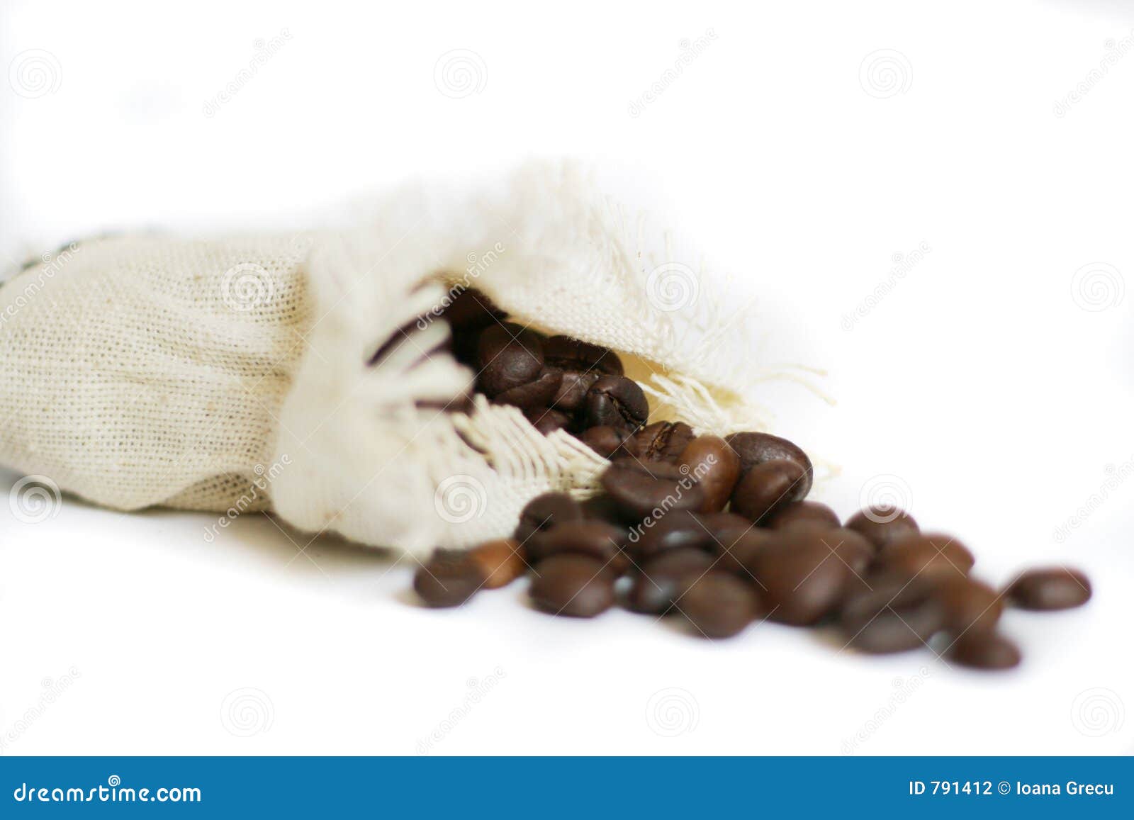bag with coffee beans spilled